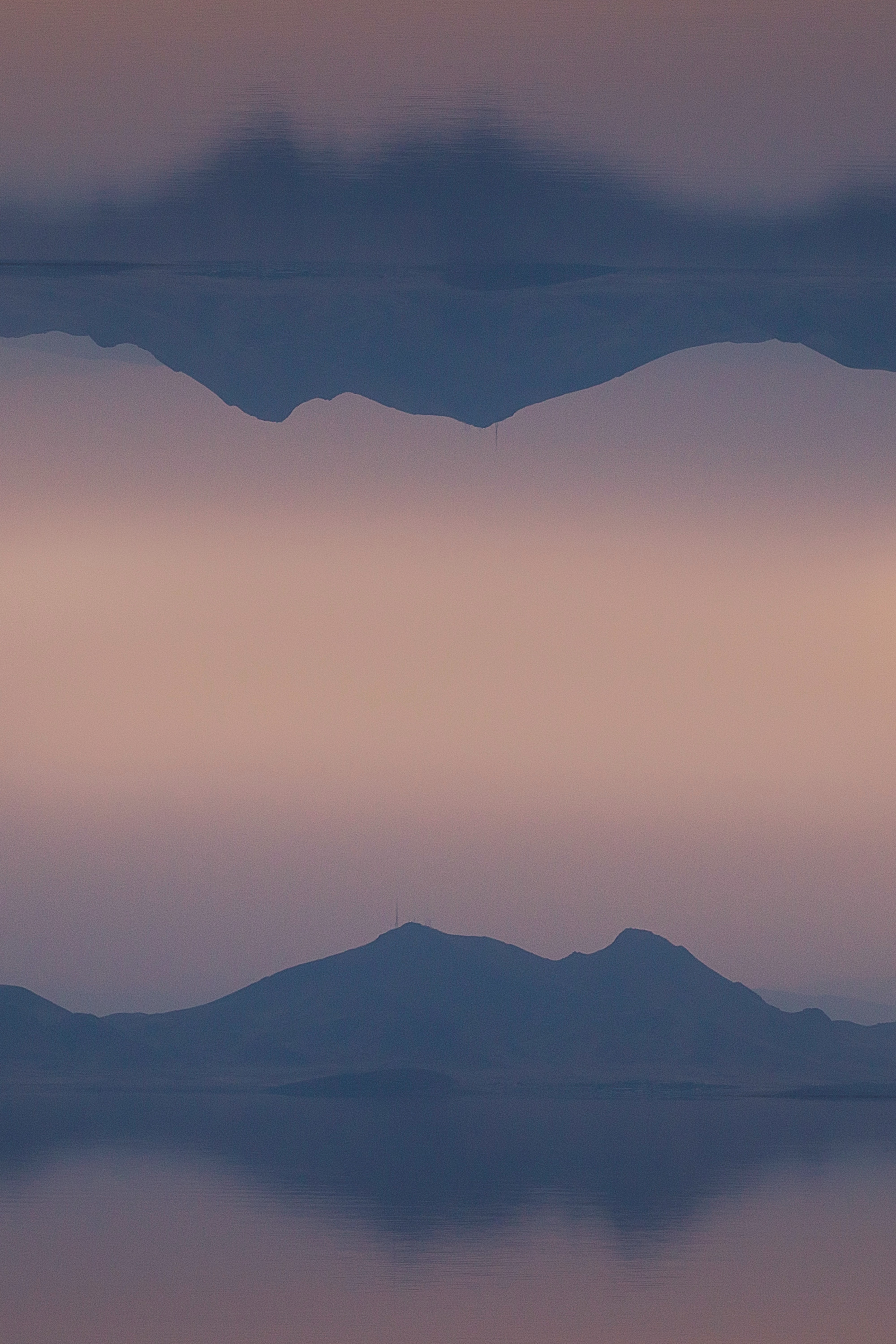 mountains, twilight, dusk, reflection Cell Phone Image