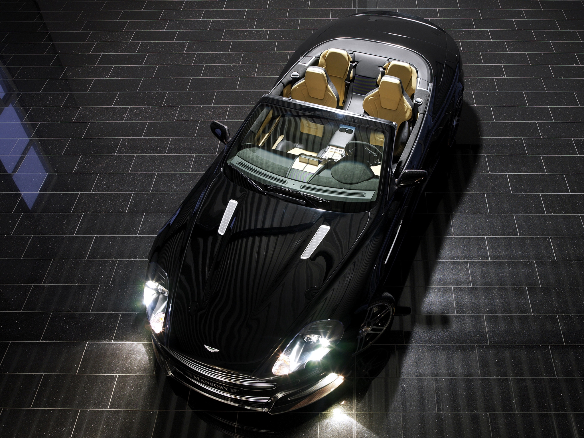auto, sports, aston martin, cars, black, view from above, reflection, style, 2008, db9 1080p