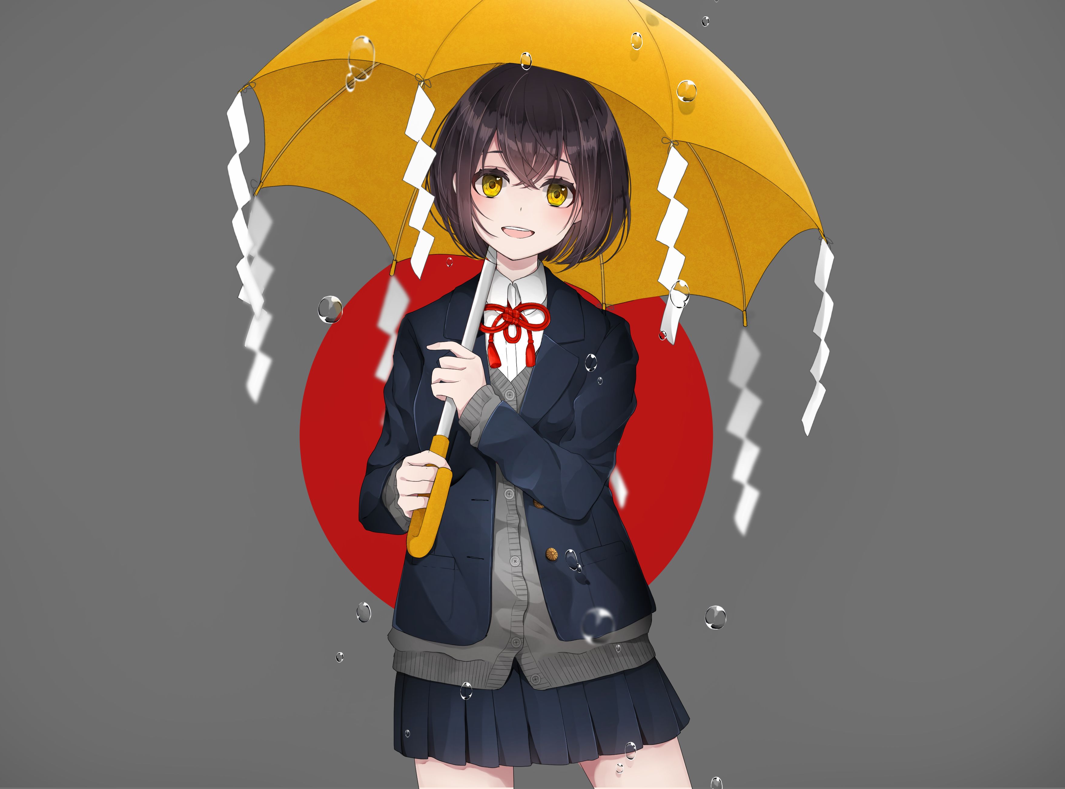 Аниме девушка с желтым зонтом