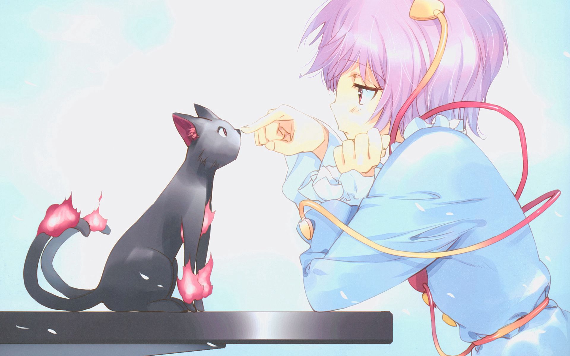 Smartphone Background girl, sadness, cat, anime