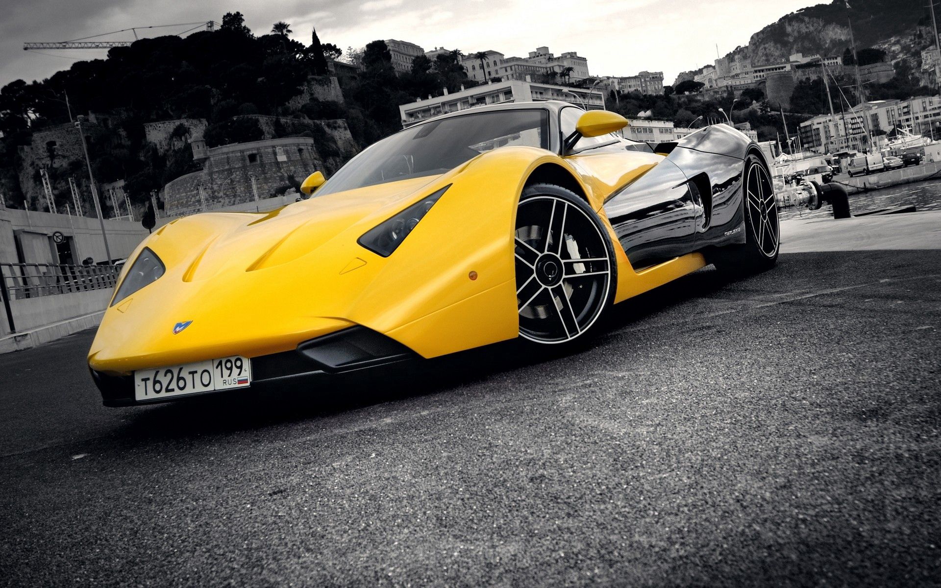 cars, yellow, city, grey, front bumper, marussia images