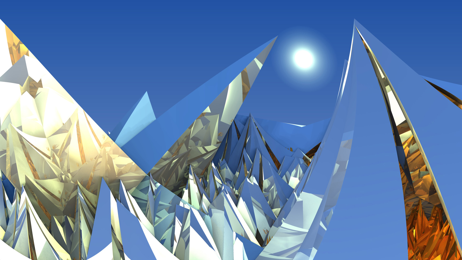 3d, mandelbulb 3d, abstract, fractal, blue, cgi, geometry, reflection, spikes, white 32K