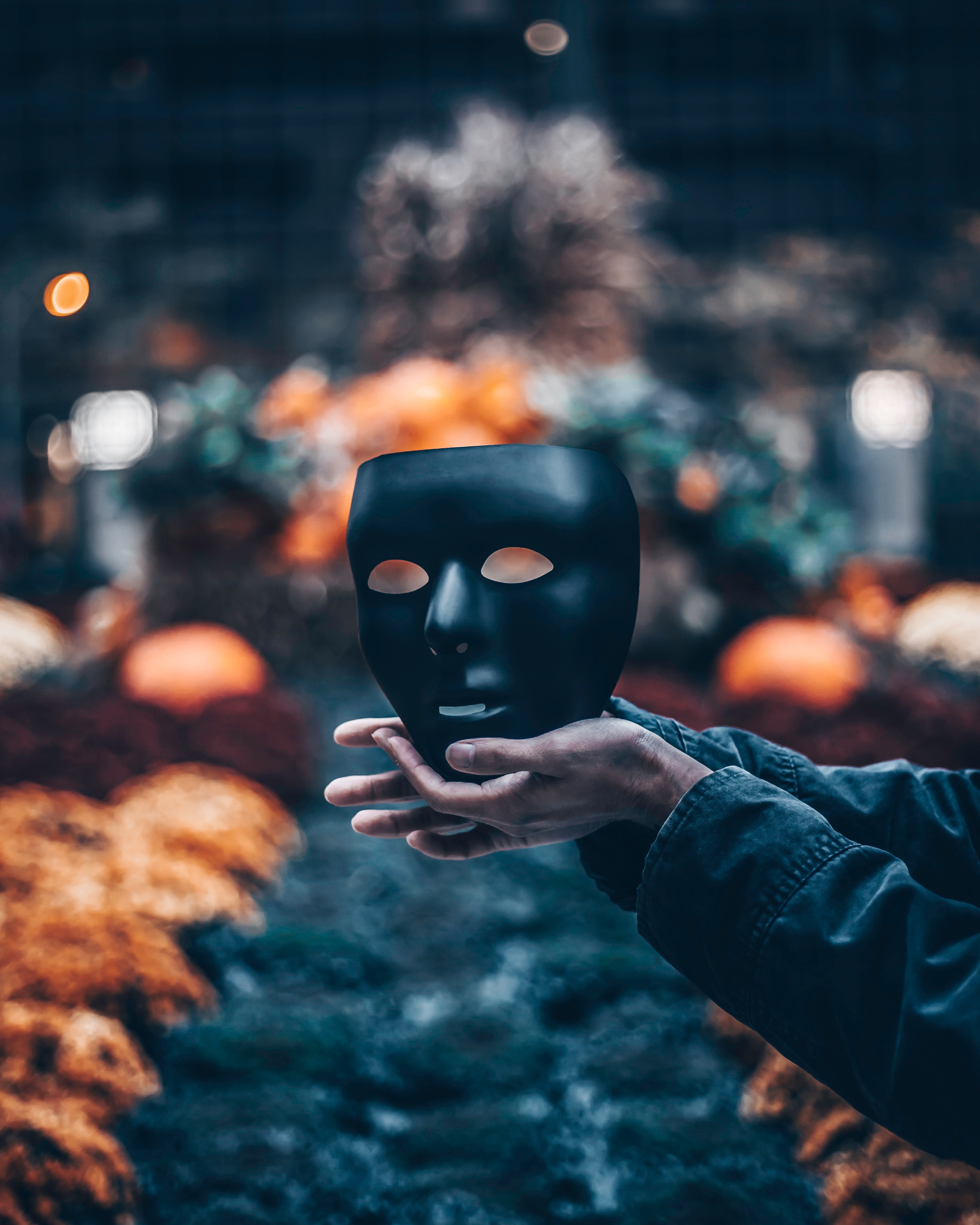 mask, hands, miscellanea, miscellaneous, blur, smooth Free Stock Photo