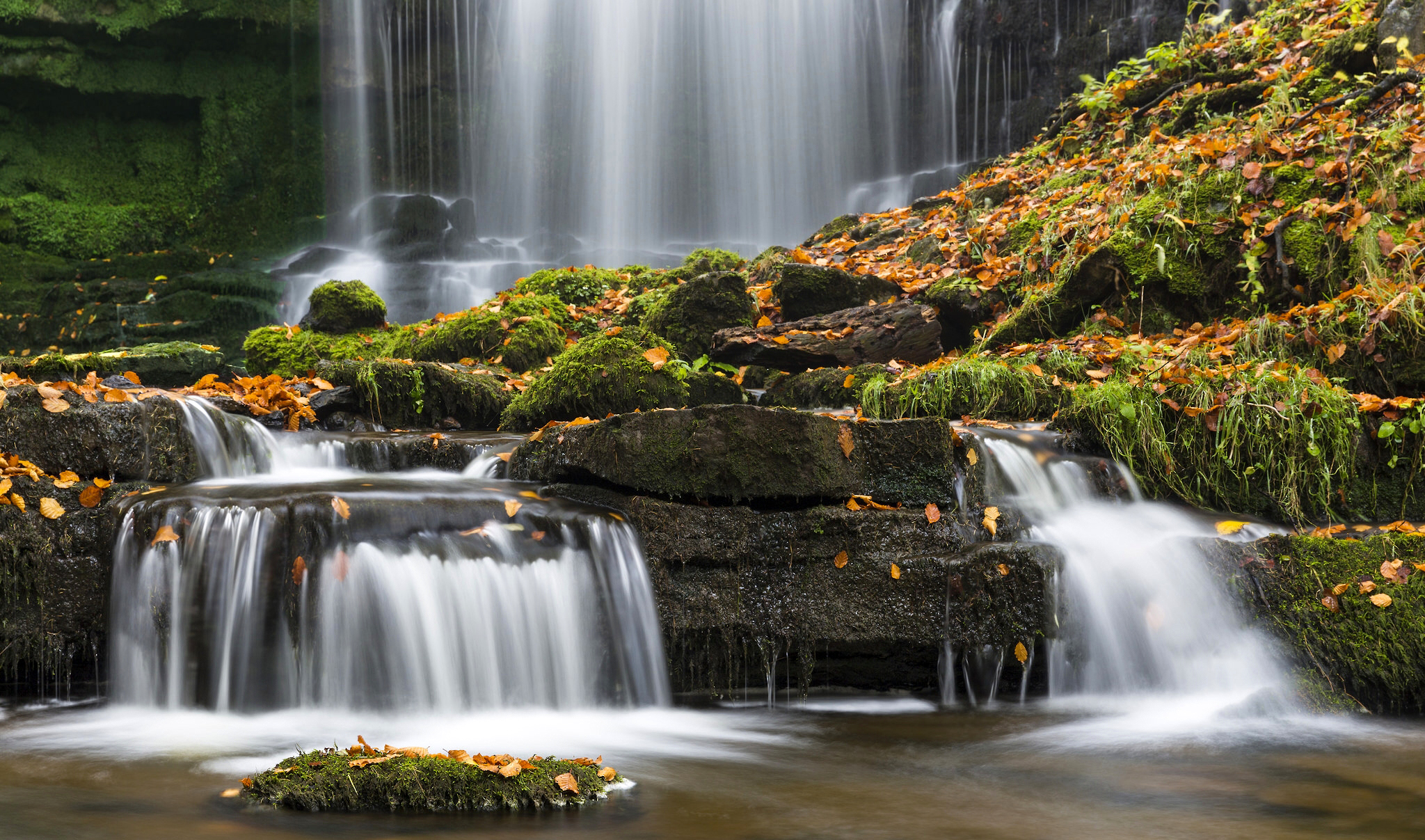 waterfall, earth, nature, waterfalls Moss HQ Background Images