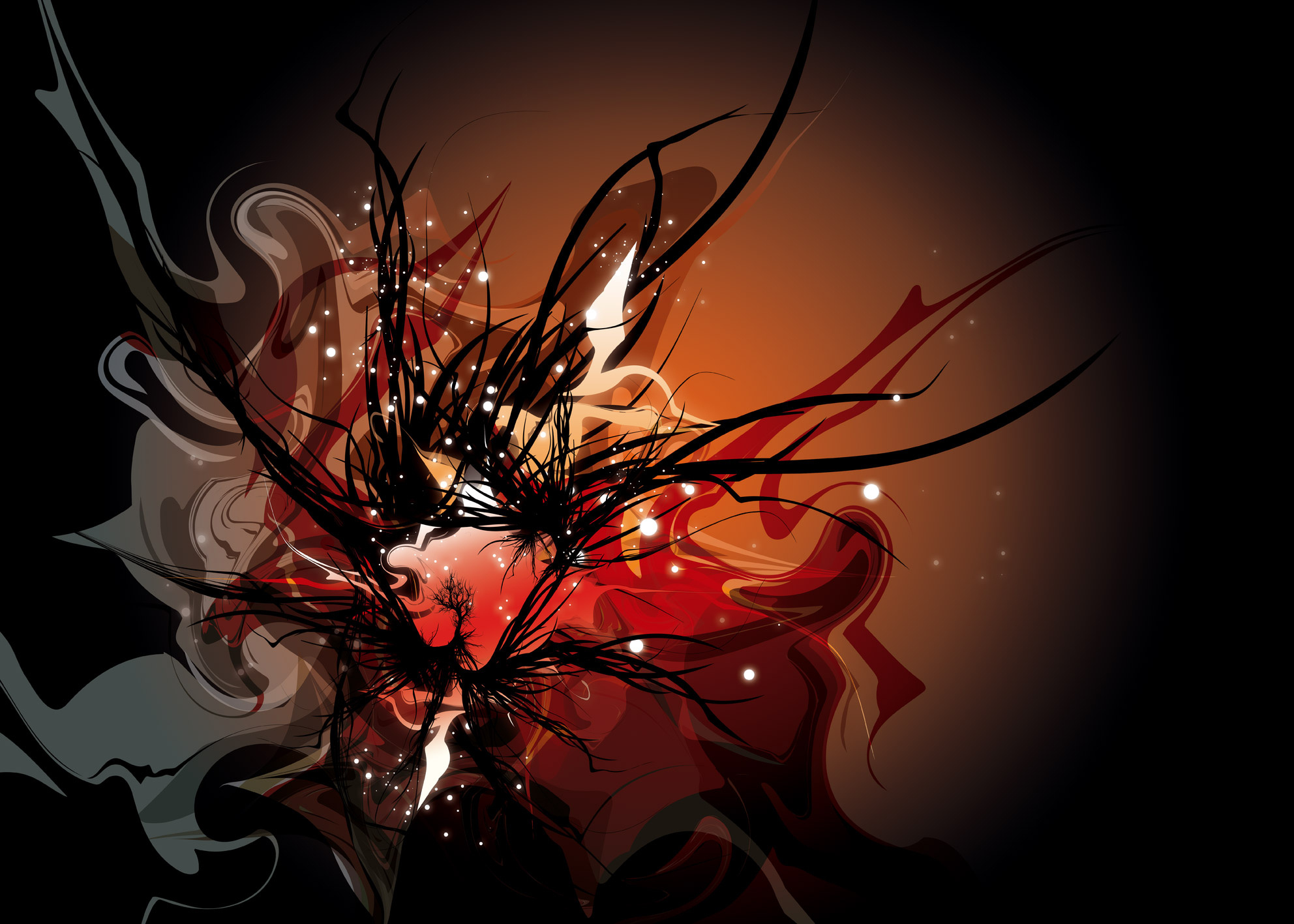 abstract, black, colors, red, cgi HD wallpaper