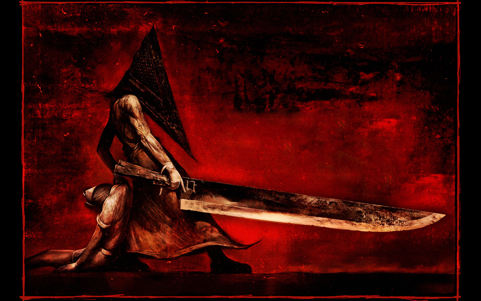 video game, silent hill, dark, evil, pyramid head, sword