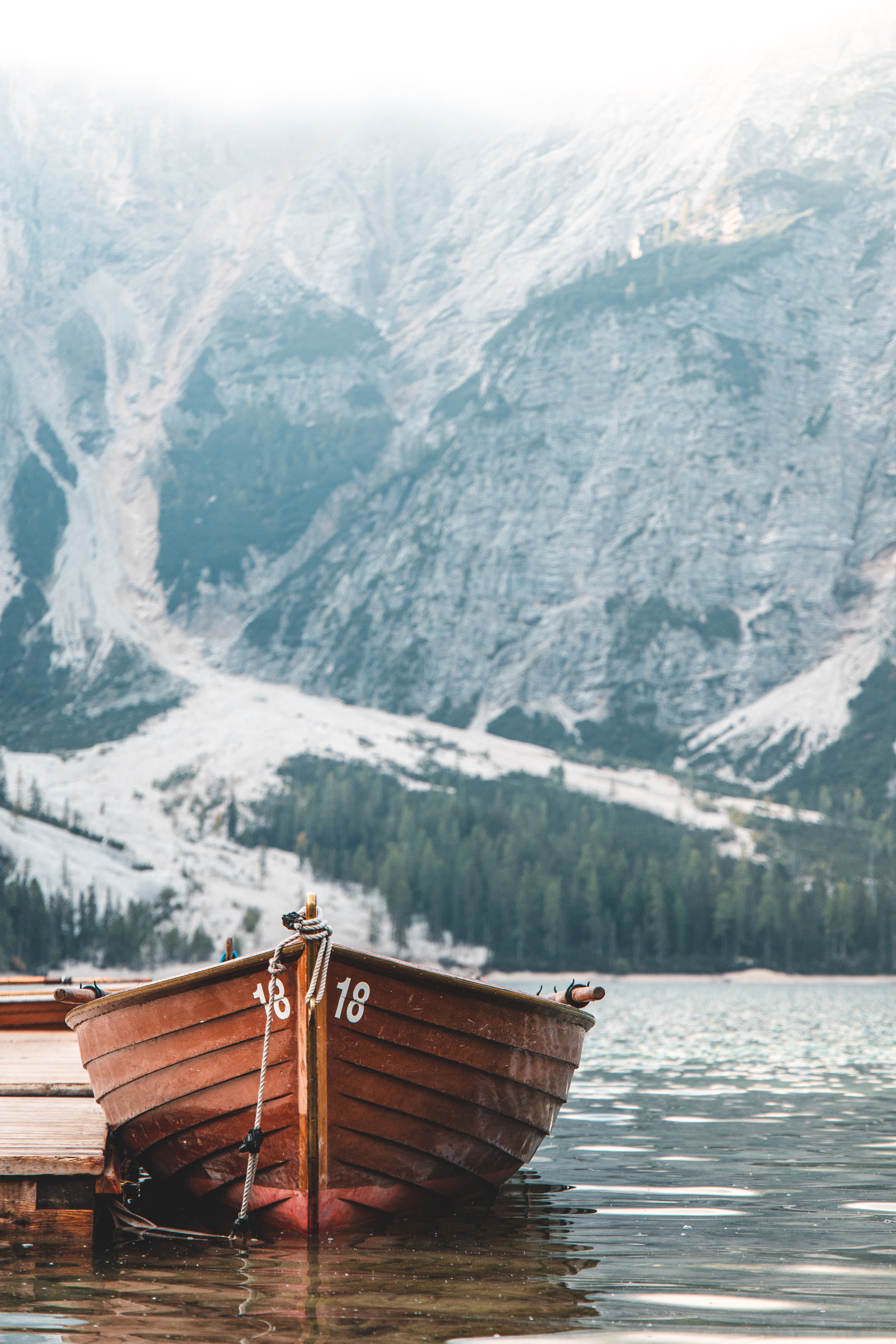 Download mobile wallpaper Boat, Bank, Shore, Mountain, Lake, Pier, Nature for free.