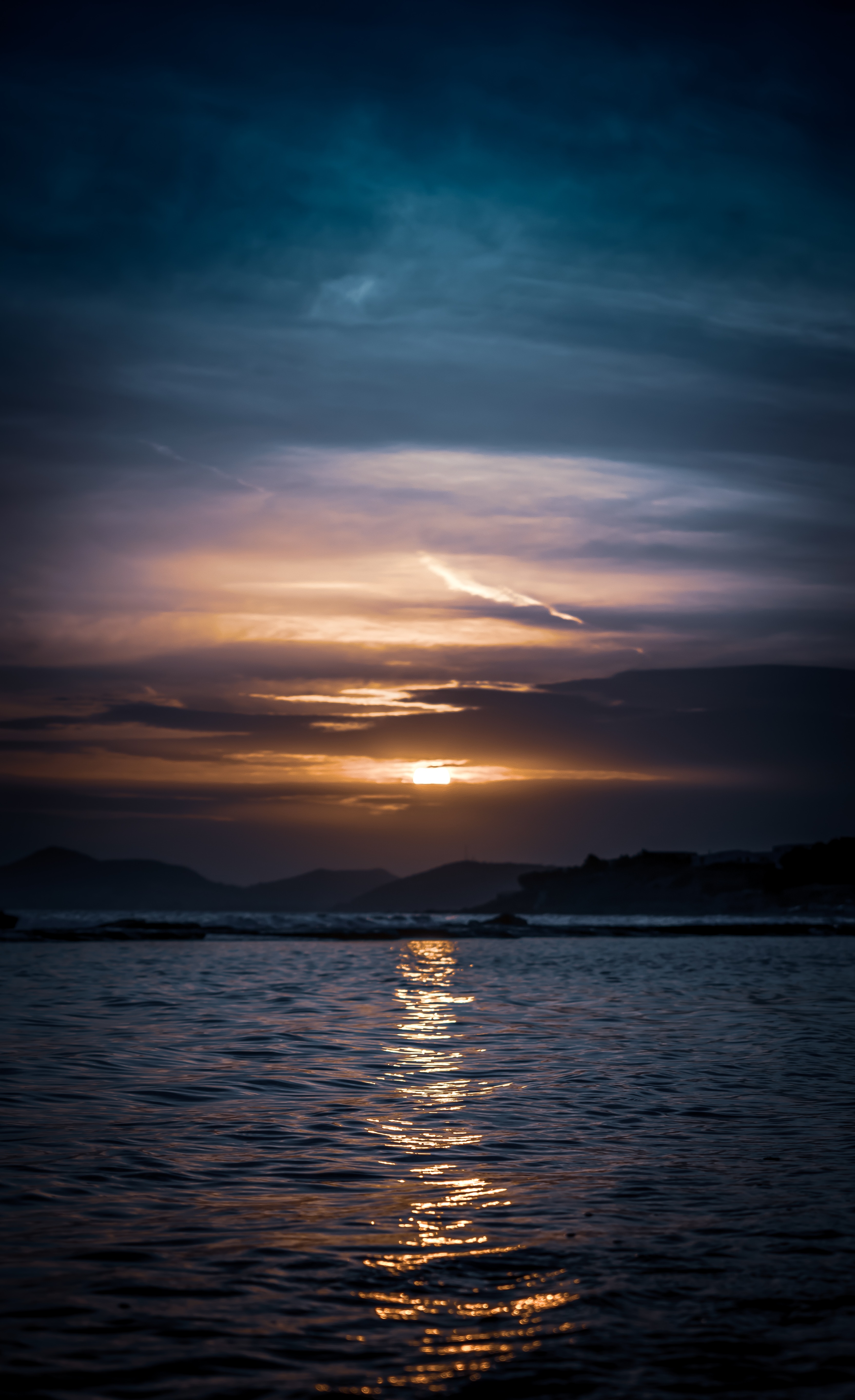 sea, nature, water, sunset, horizon, ripples, ripple, darkness for android