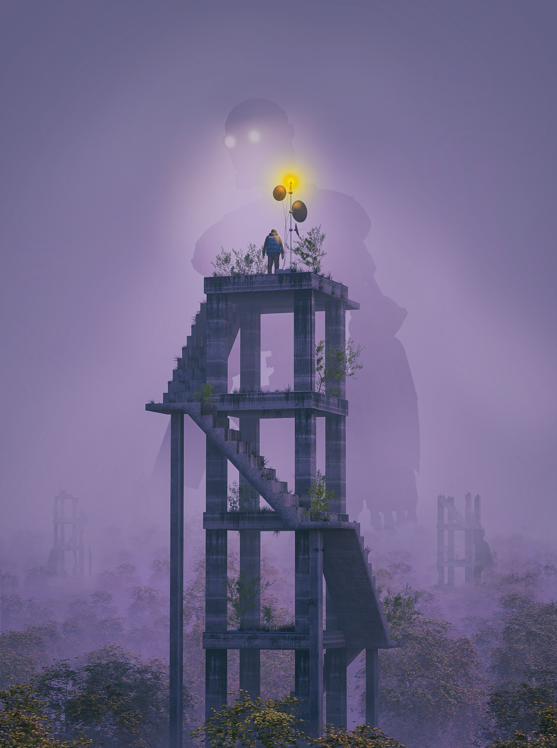 Alone tower, art, lonely, loneliness 8k Backgrounds