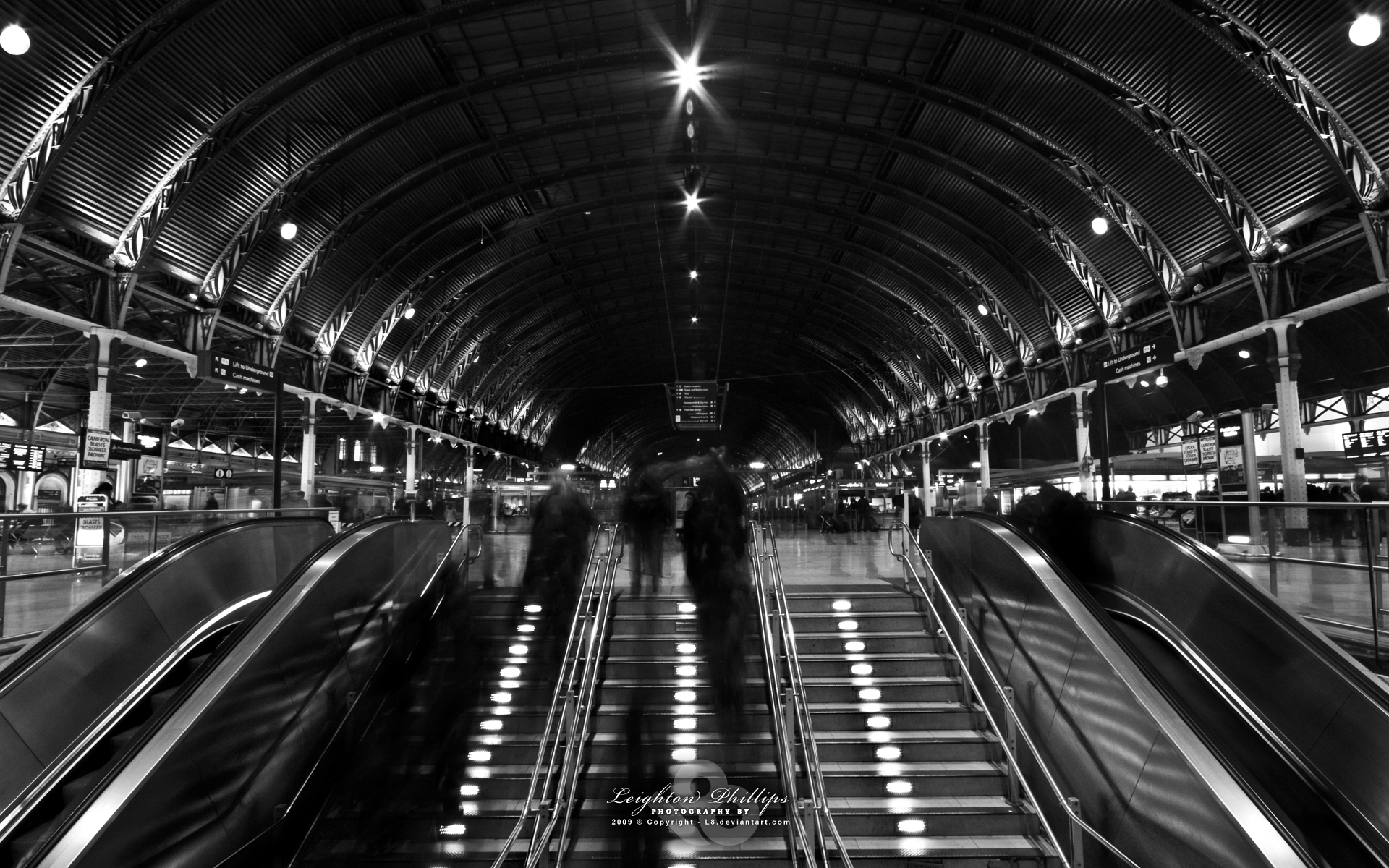 photography, black & white, escalator, london, monochrome, people