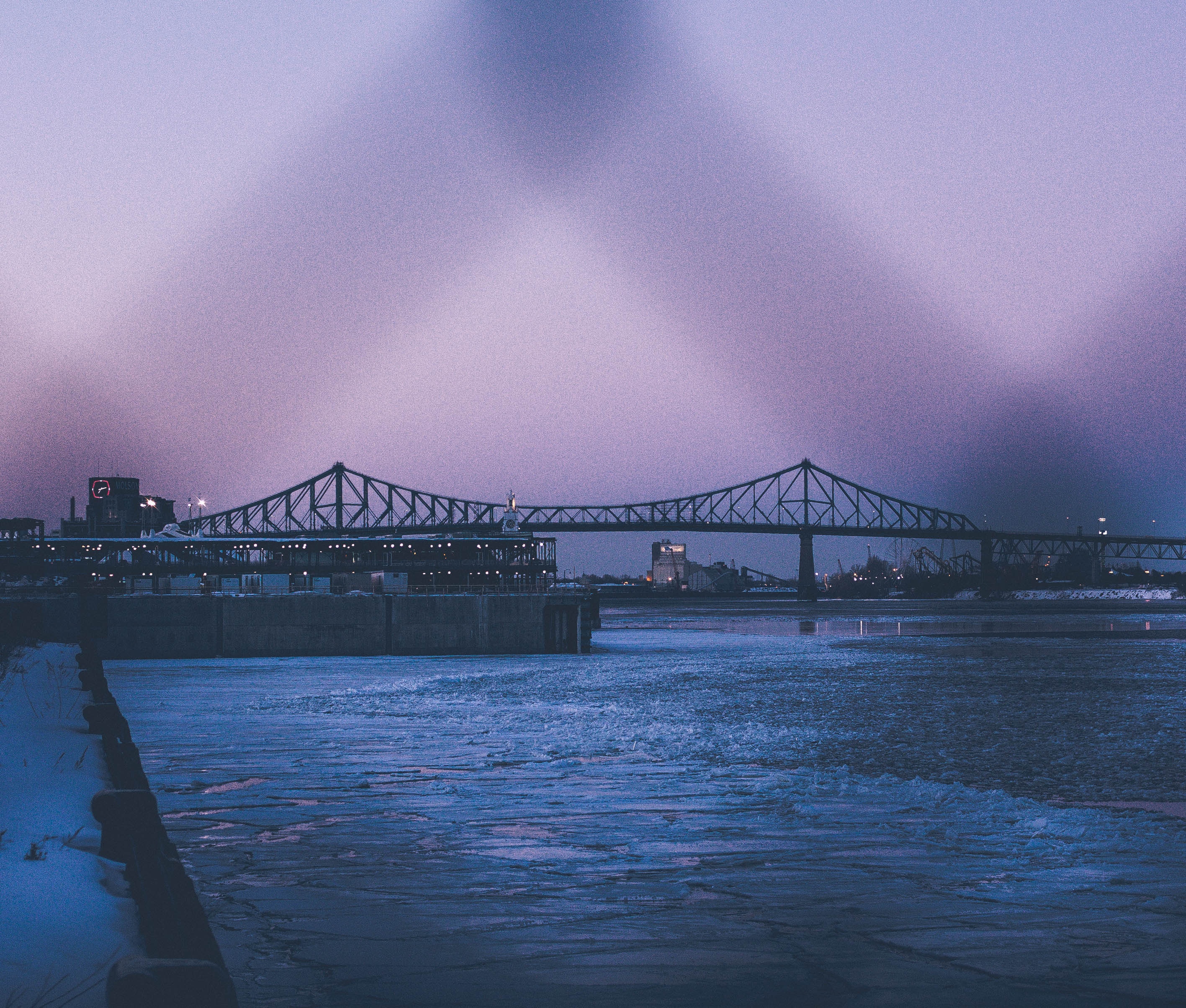 Widescreen image montreal, evening, cities, bridge