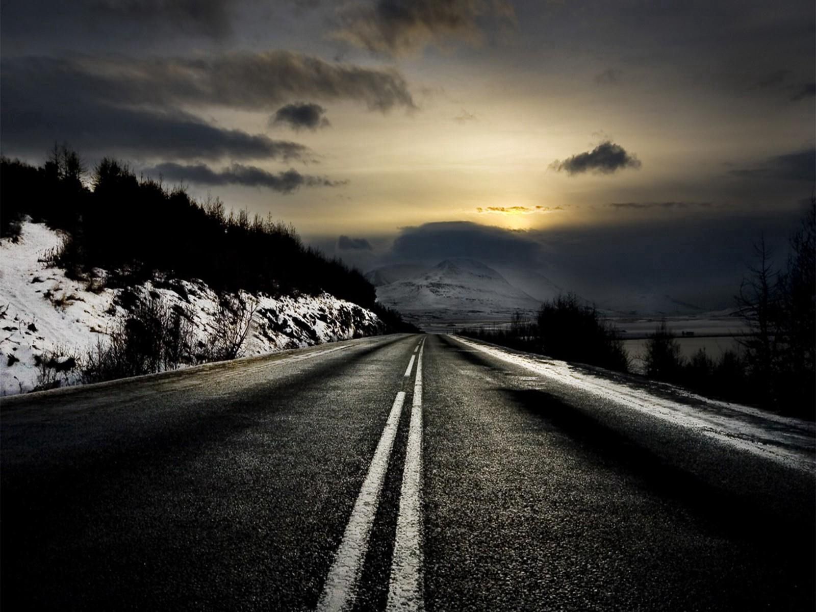 119114 download wallpaper asphalt, nature, road, markup, evening screensavers and pictures for free
