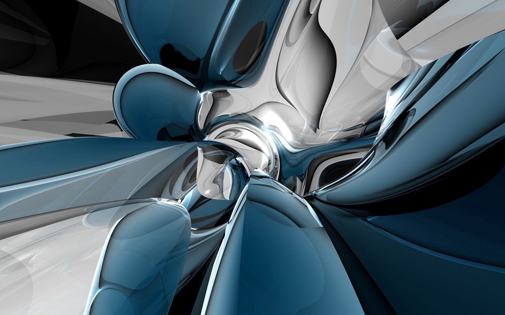 white, blue, 3d, form Panoramic Wallpapers