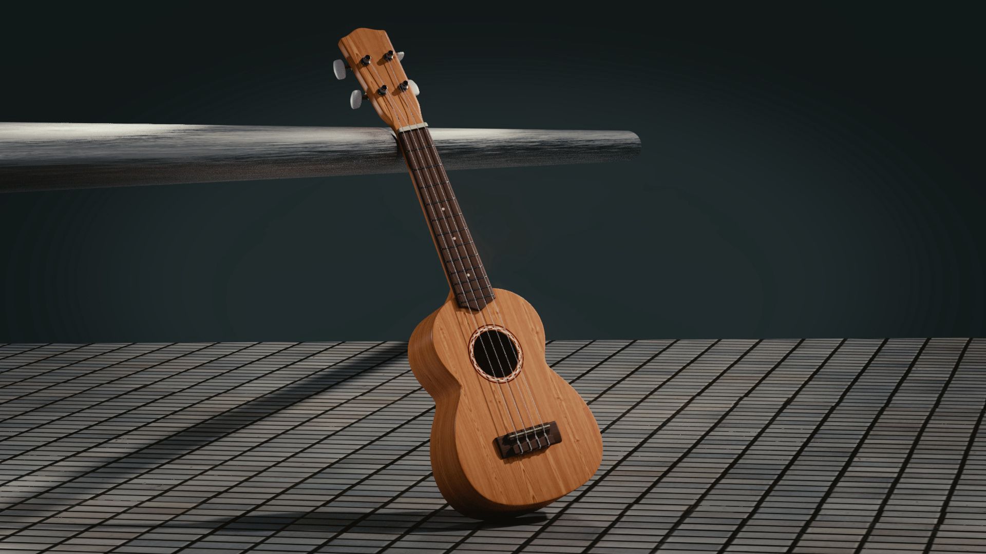 3d, guitar, musical instrument, space