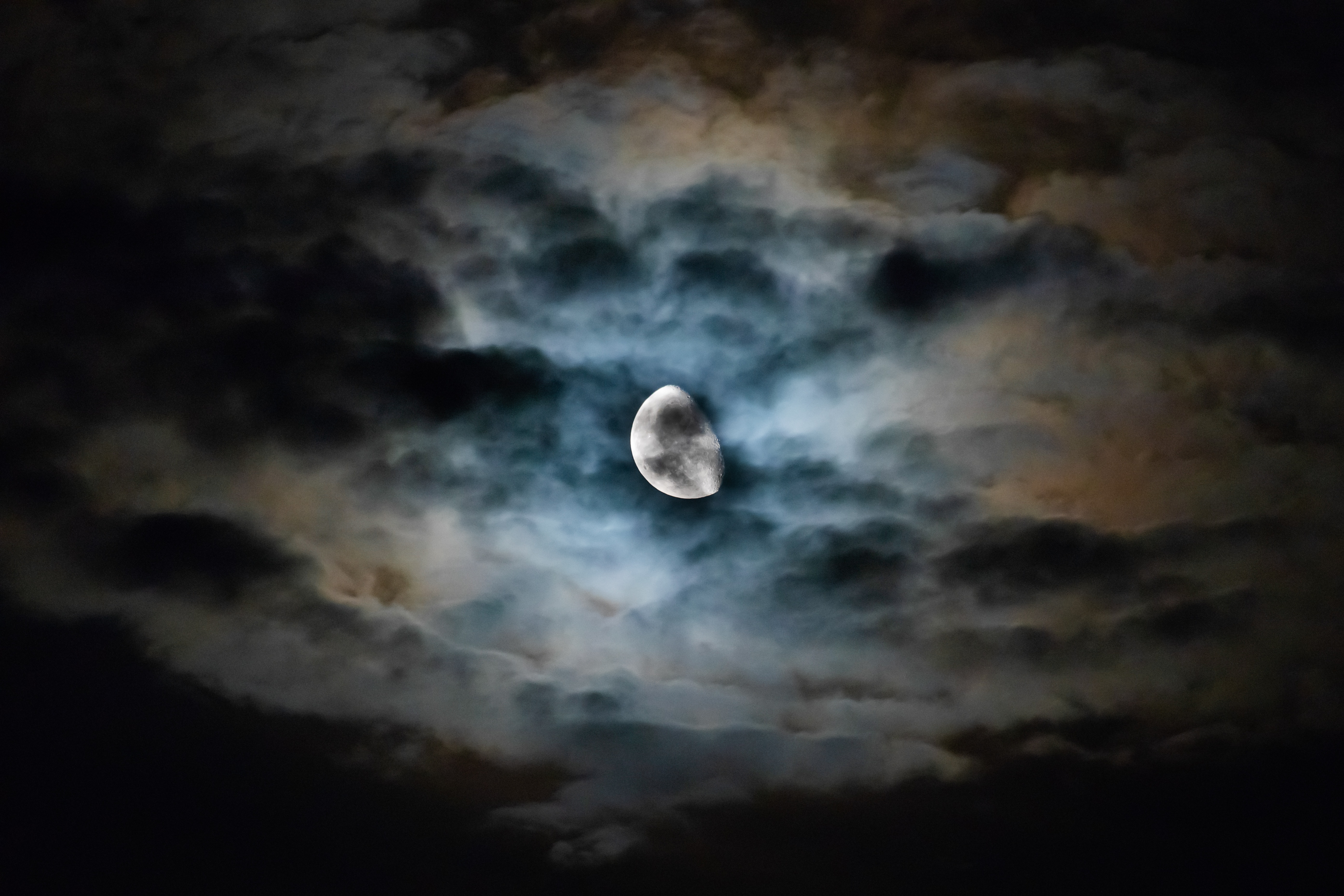 clouds, overcast, moon, mainly cloudy, night, sky, dark lock screen backgrounds