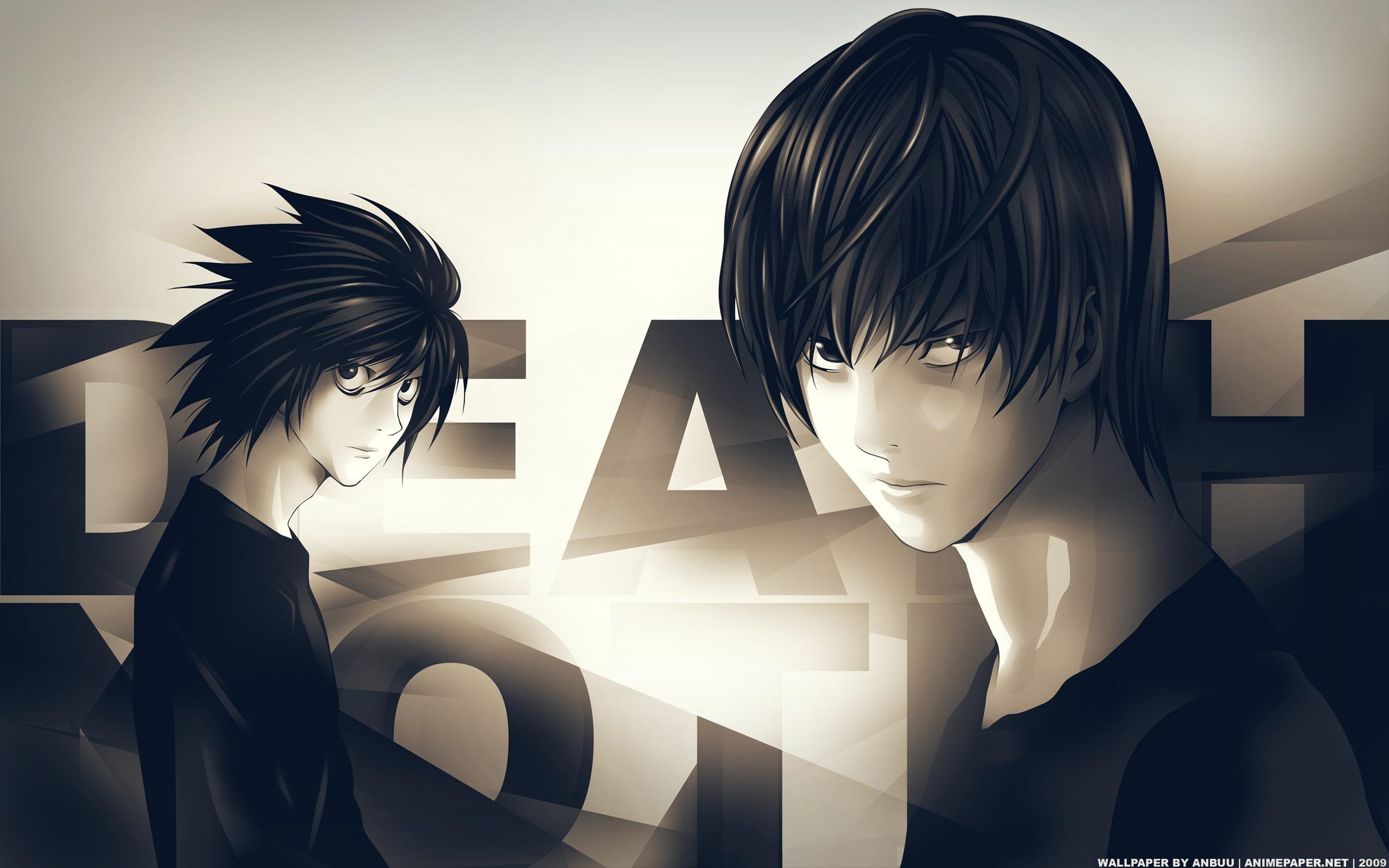 anime, death note, l (death note), light yagami Phone Background