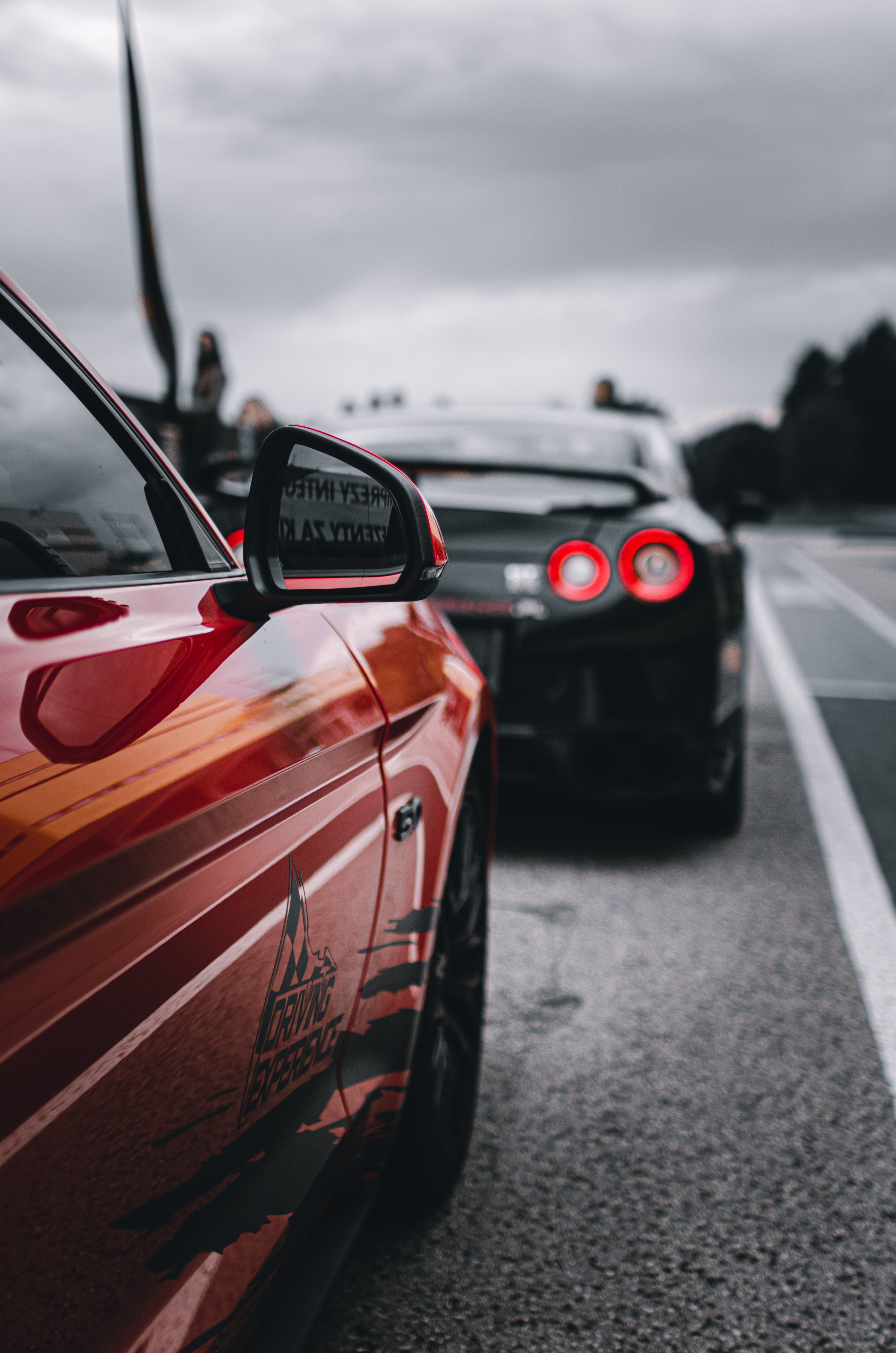 ford mustang, cars, black, red, road, nissan gtr