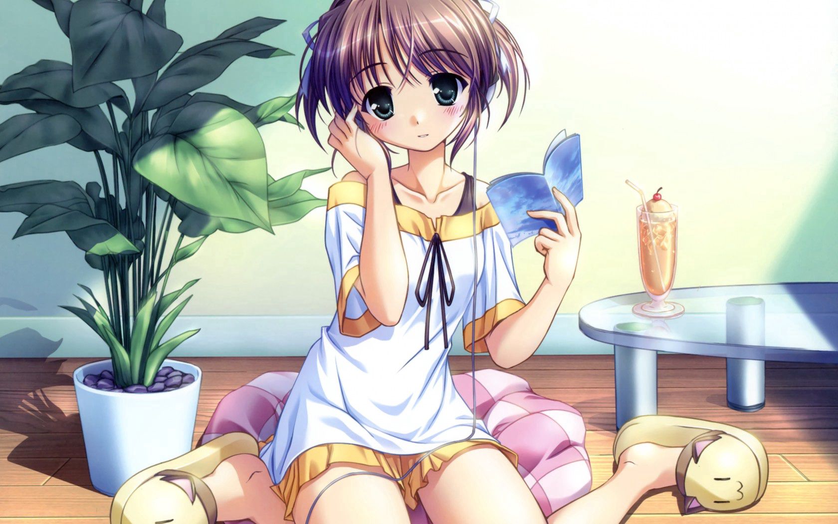 Handy-Wallpaper Anime, Mädchen, Entspannung, Ruhepause, Zimmer, Das Mädchen kostenlos herunterladen.