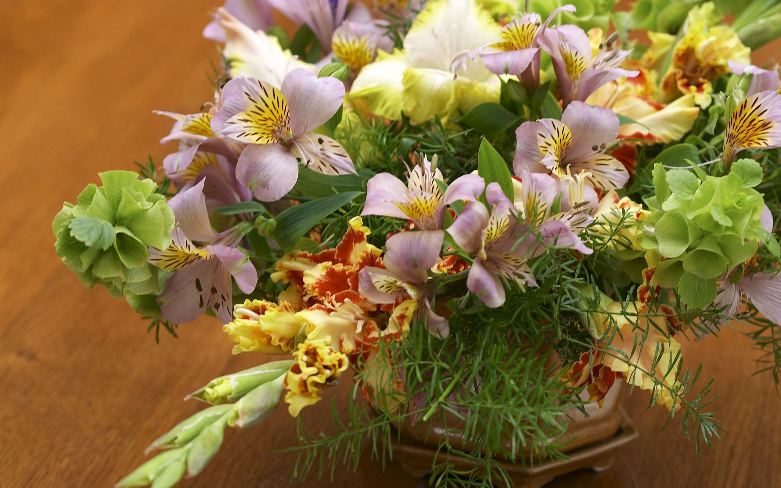 Handy-Wallpaper Blumen, Lilien, Gladiole, Grüne, Grünen, Komposition, Zusammensetzung, Ikebana kostenlos herunterladen.