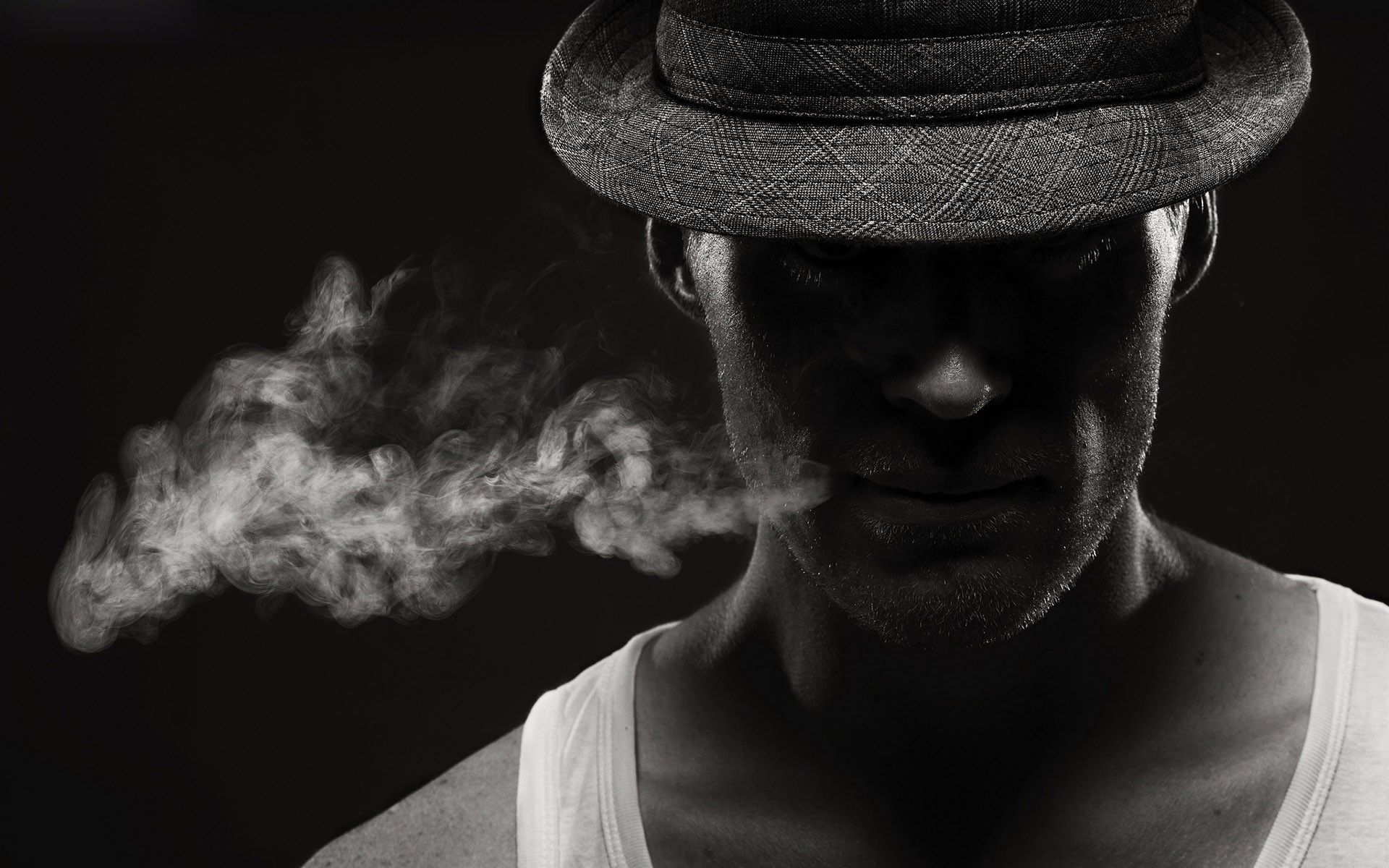 shadow, smoke, style, photography, black & white, face wallpapers for tablet
