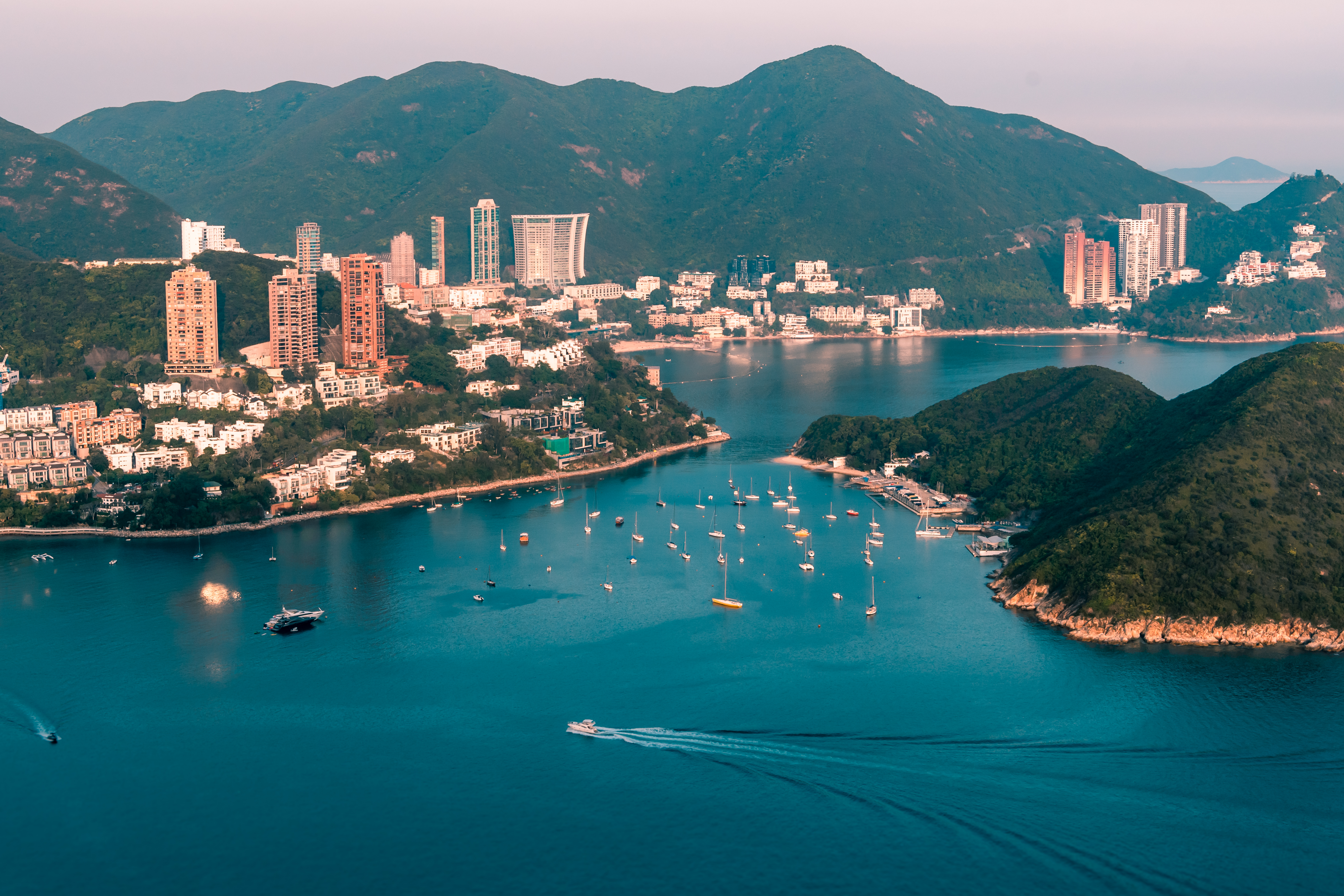 port, city, nature, coast Hong Kong HQ Background Images