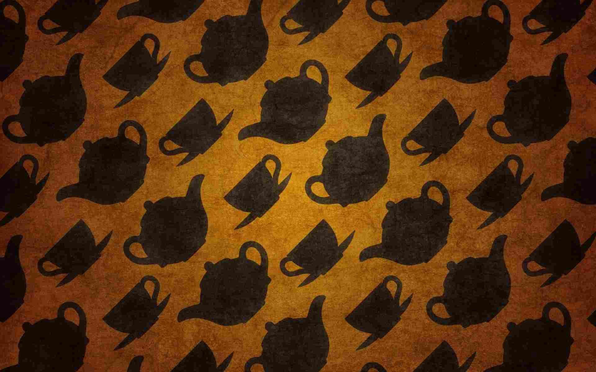 drawing, cups, symbols, characters, texture, textures, surface, picture, kettles, teapots 2160p