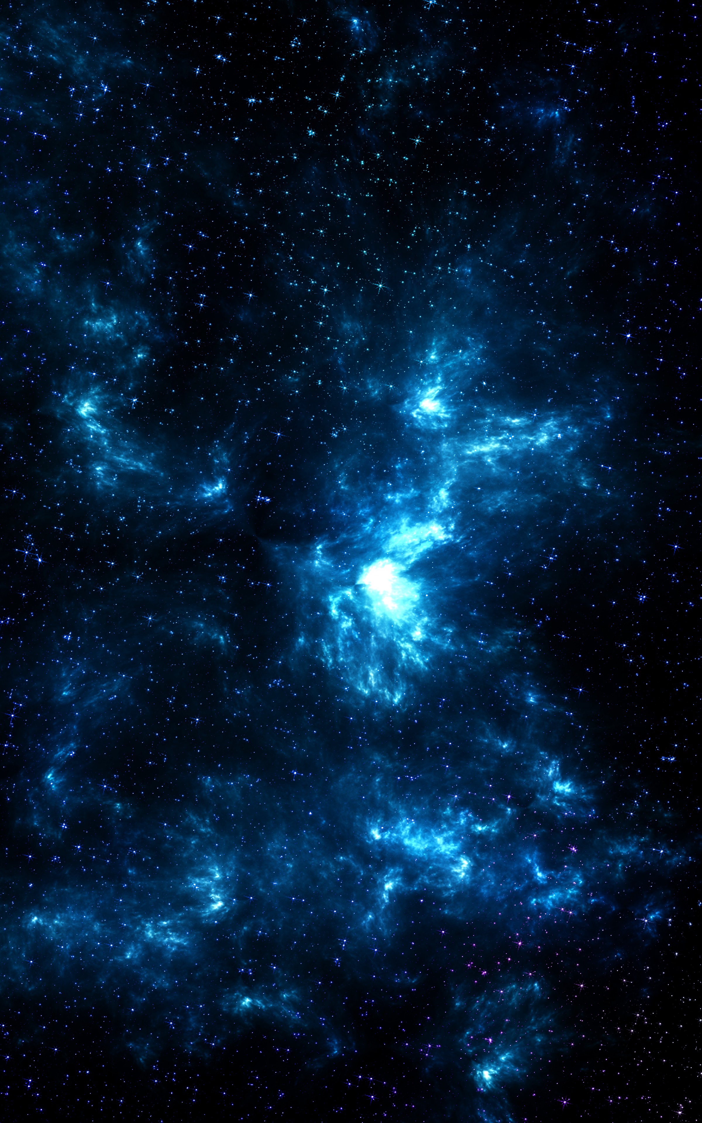 stars, shine, dark, universe, blue, brilliance, galaxy Phone Background