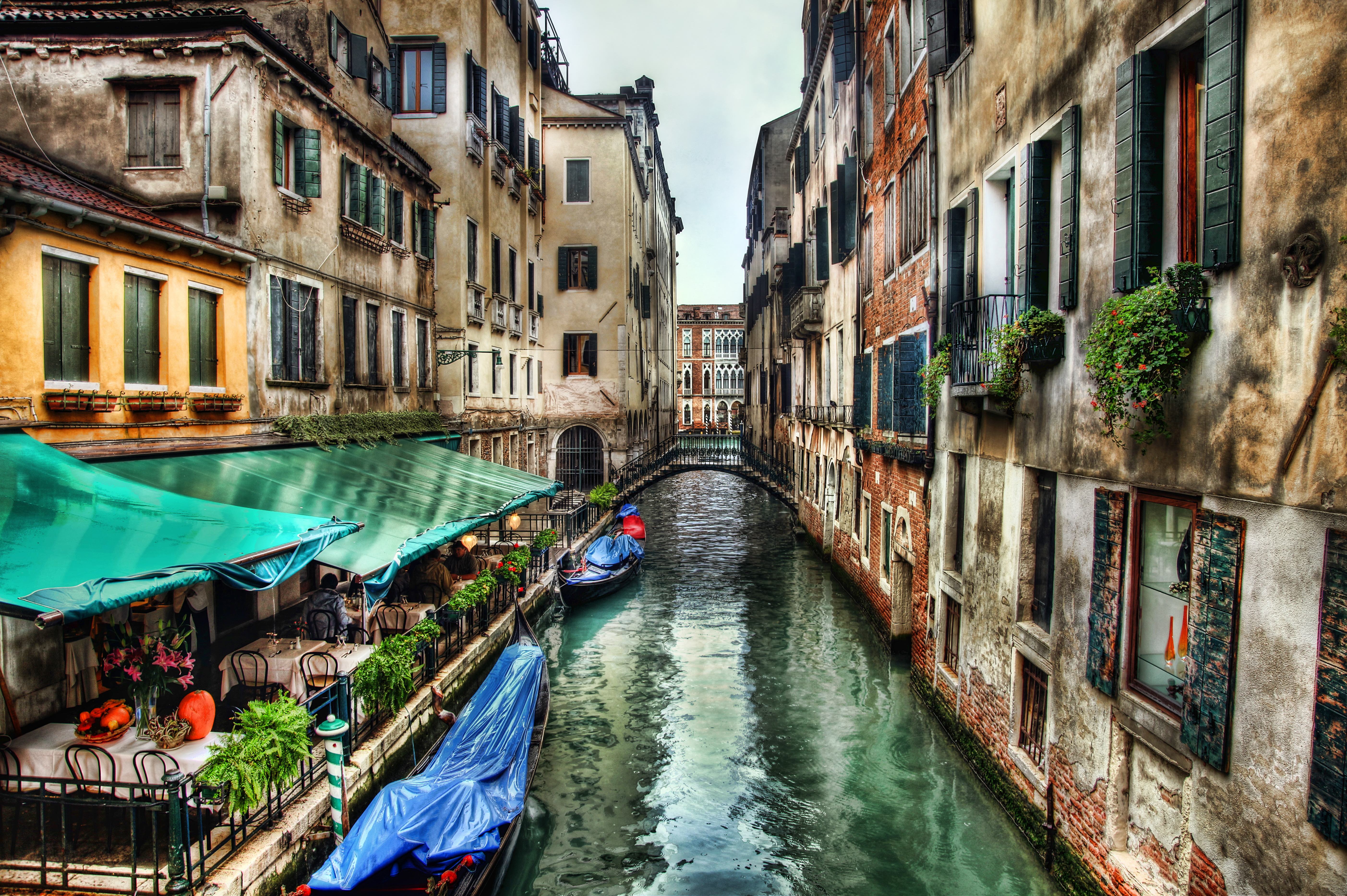 venice, hdr, man made, building, canal, city, house, italy, restaurant, cities