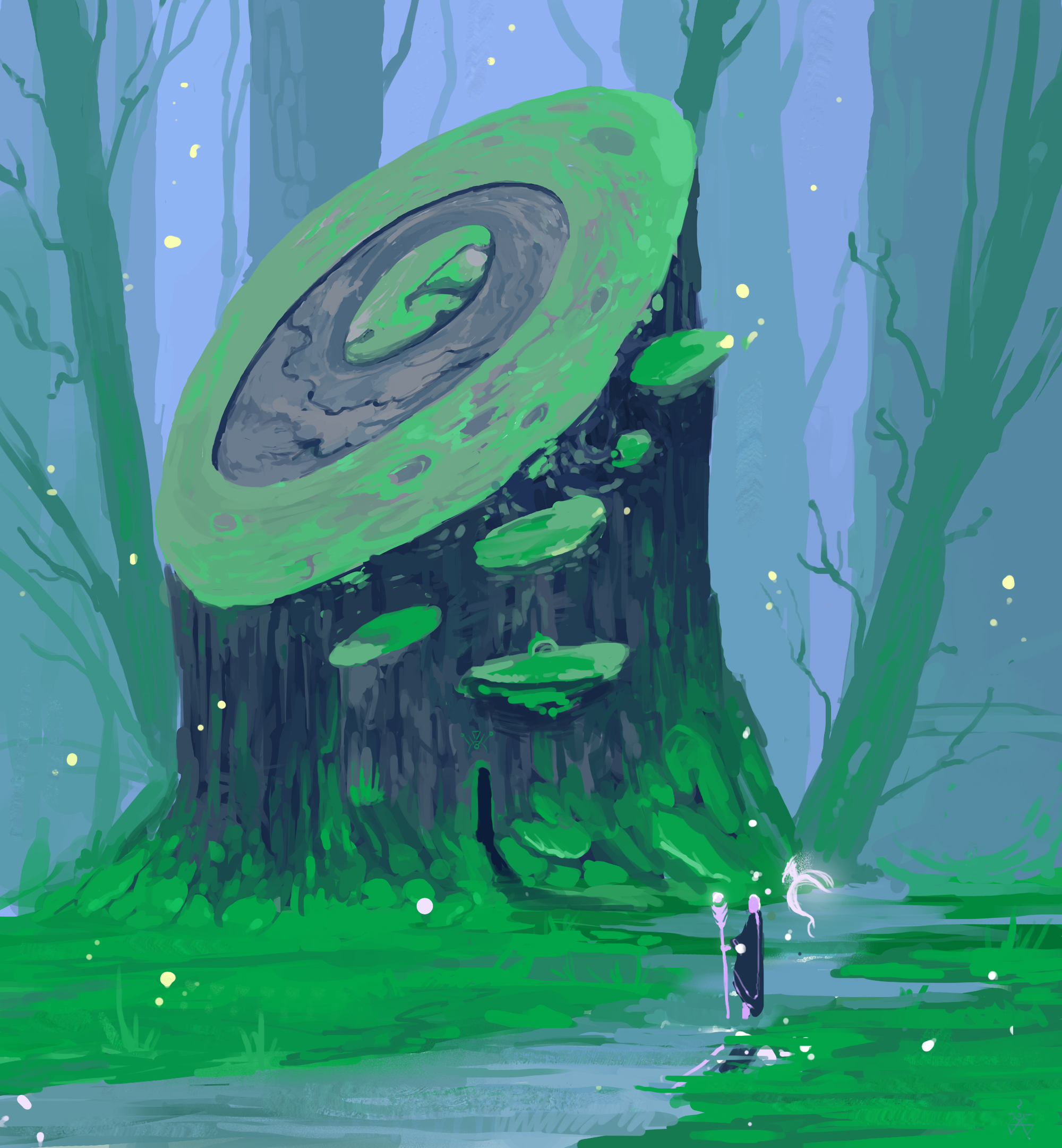 magic, art, forest, stump, witch, sorcerer for android