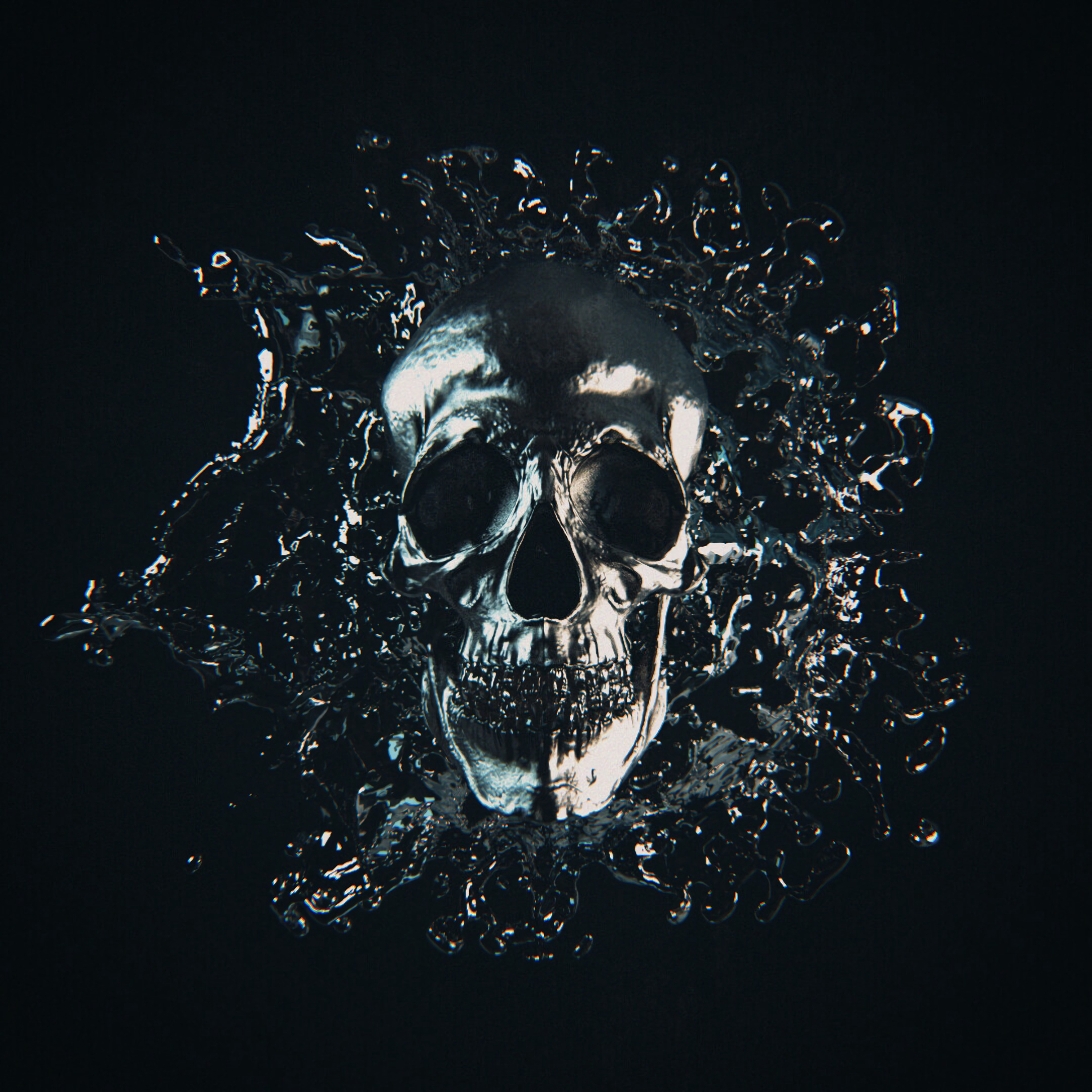 metal, frozen, dark, skull HD Mobile