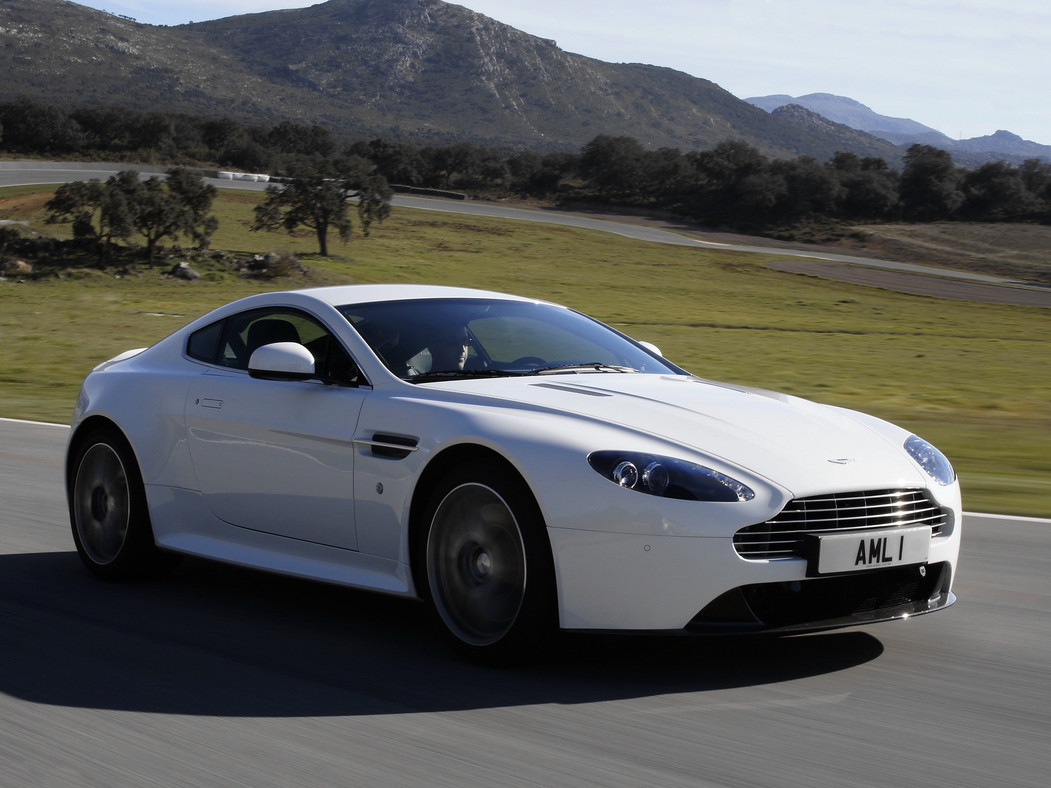 mountains, aston martin, cars, white, side view, speed, 2011, v8, vantage iphone wallpaper