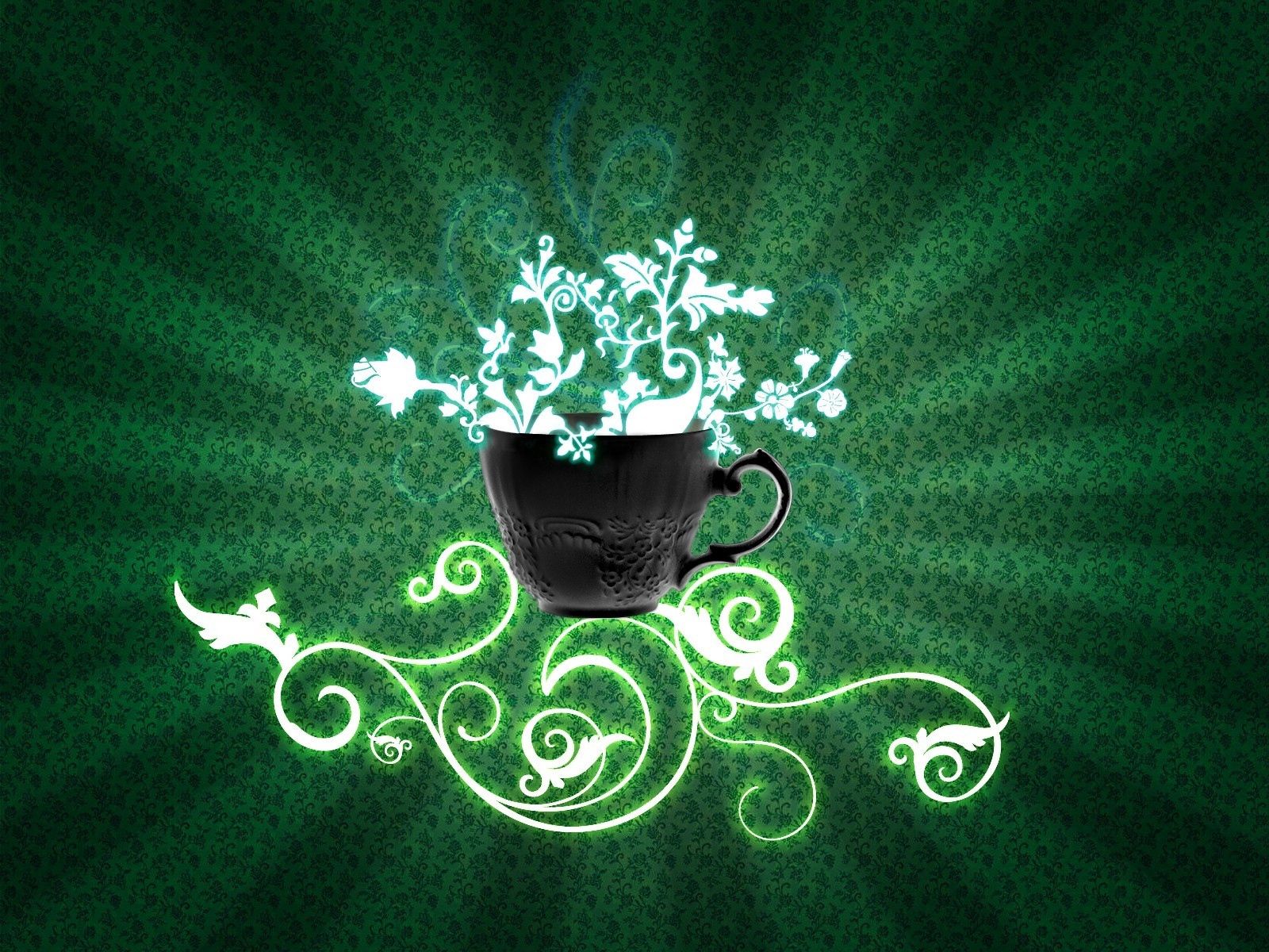 Laden Sie das Blumen, Vektor, Eine Tasse, Tasse, Grüner Hintergrund-Bild kostenlos auf Ihren PC-Desktop herunter