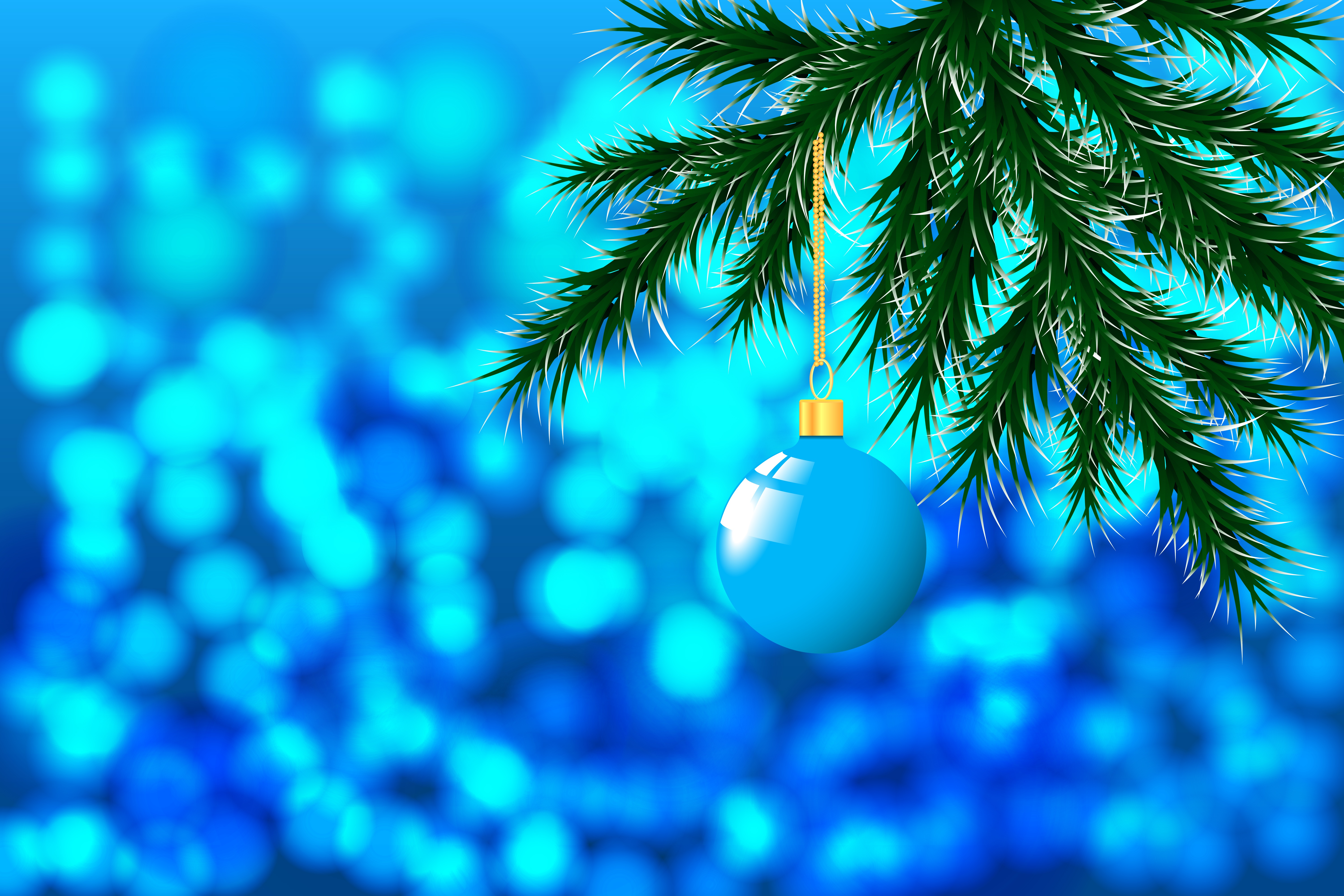 holidays, new year, christmas, branch, ball, christmas tree toy QHD