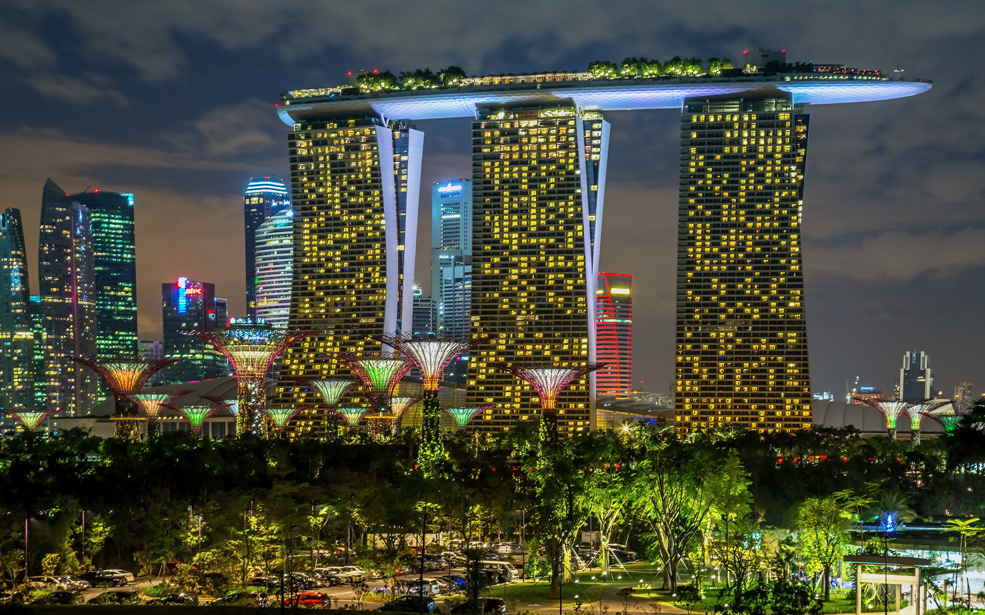 32k Wallpaper Singapore cities, man made