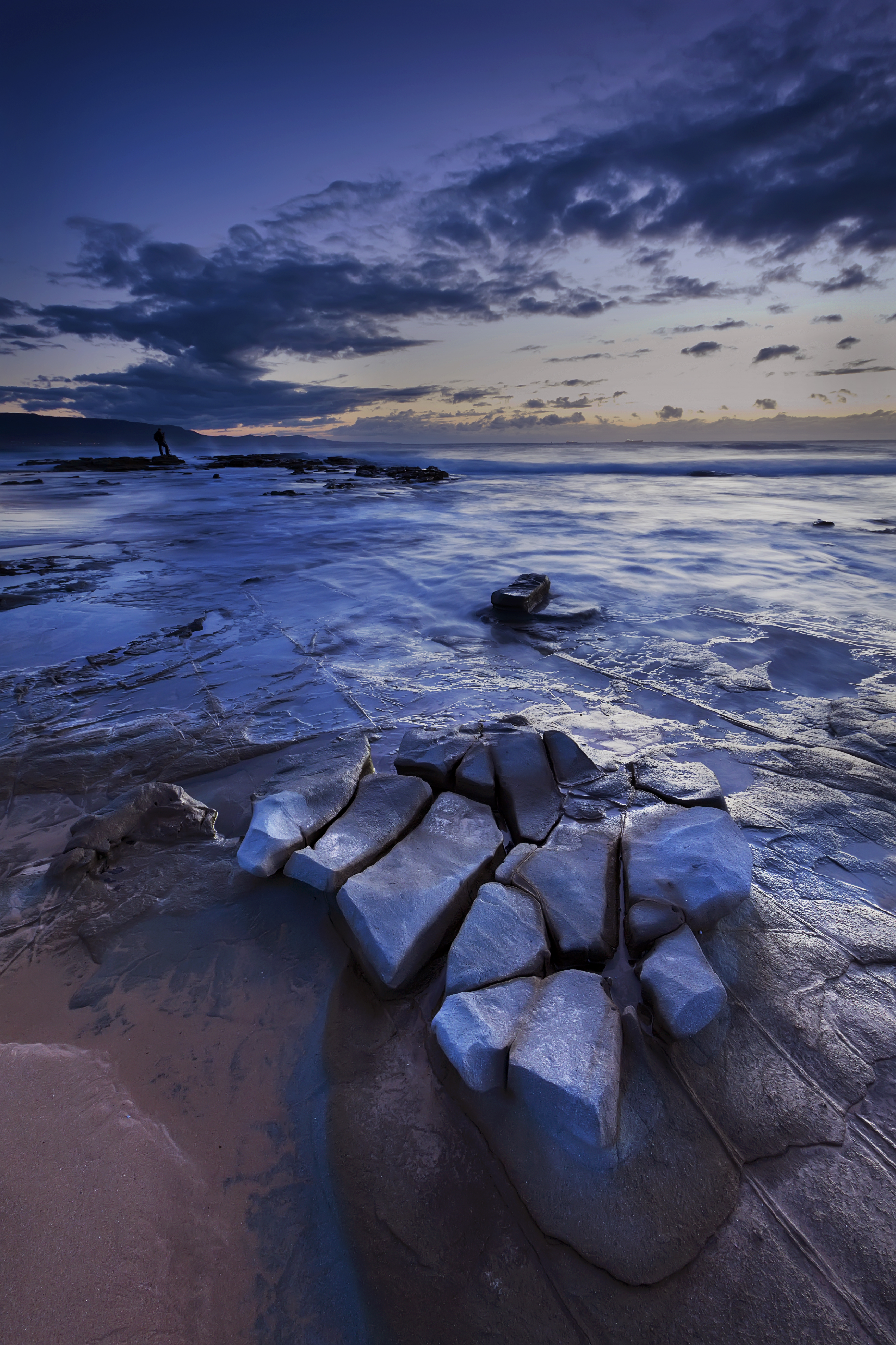 low tide, evening, ocean, coast, nature, stone, landscape