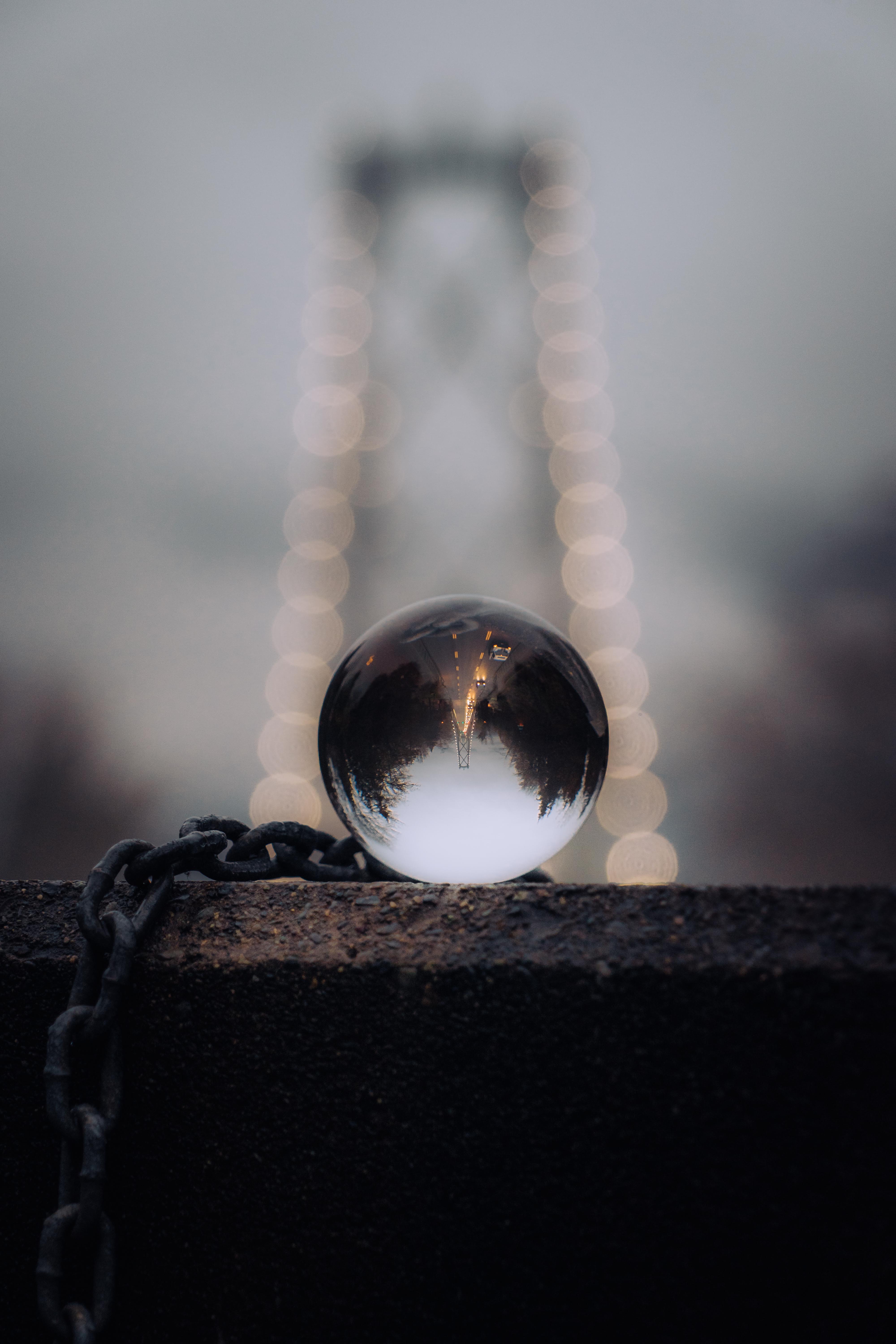 crystal ball, ball, reflection, miscellanea, miscellaneous, chain