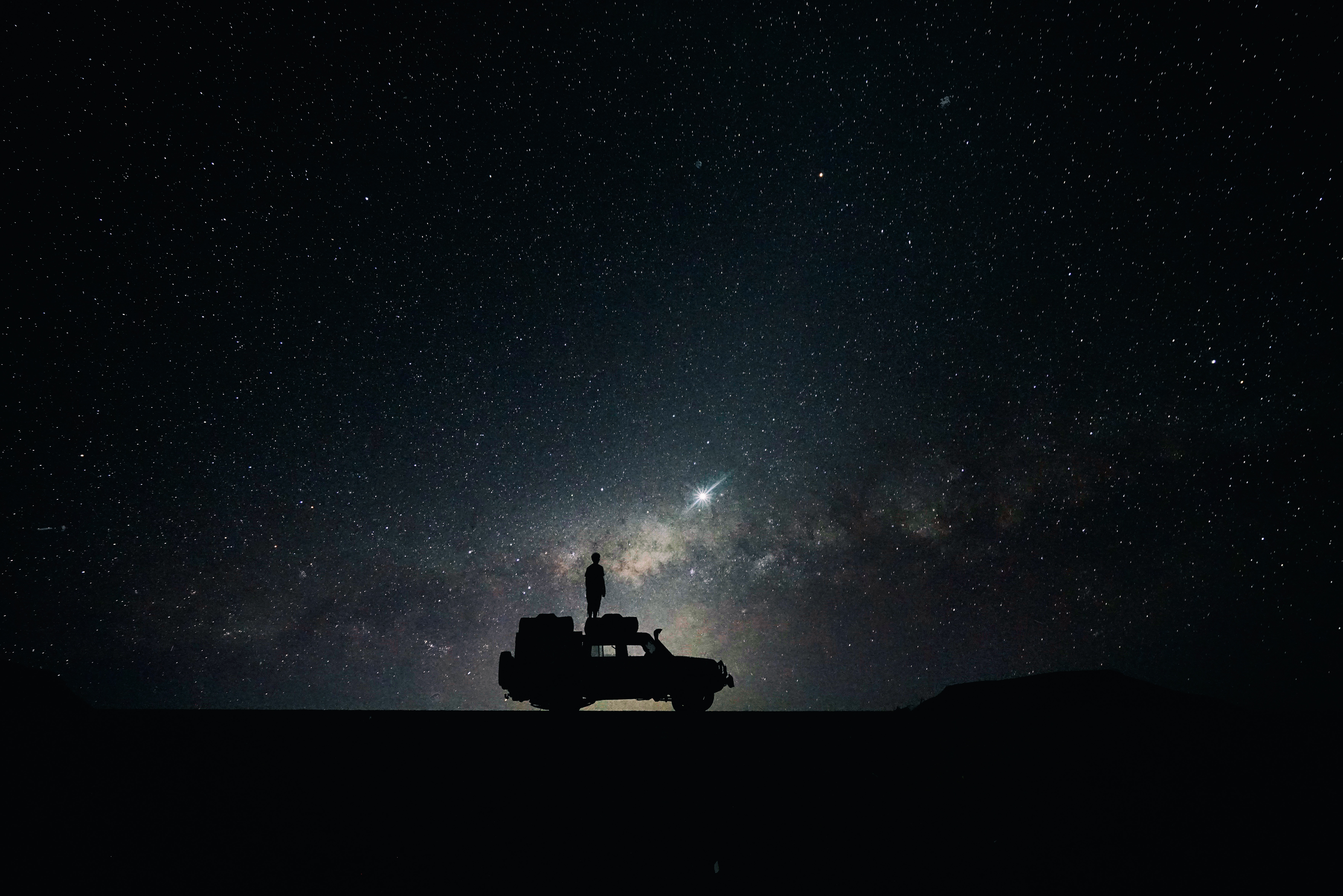 stars, car, universe, sky High Definition image