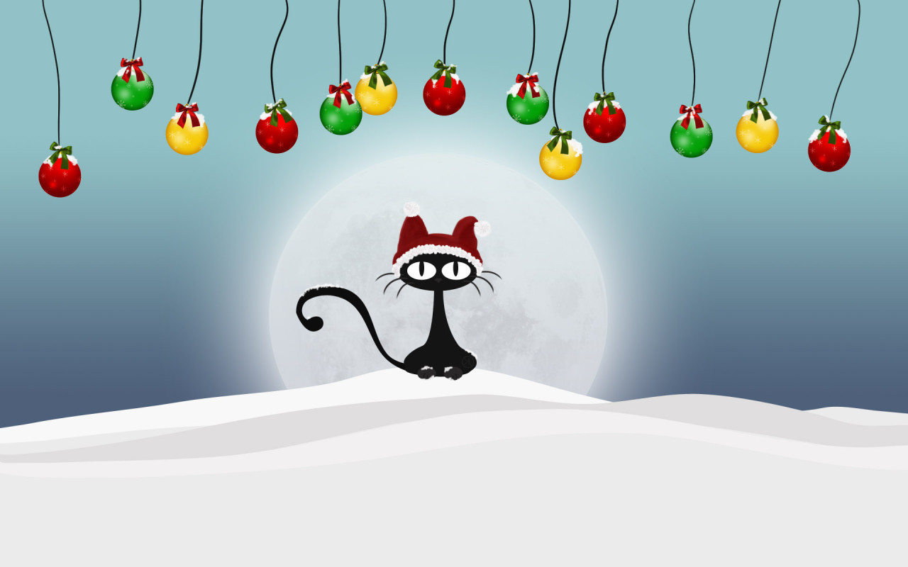 Handy-Wallpaper Bilder, Feiertage, Katzen, Neujahr, Weihnachten kostenlos herunterladen.