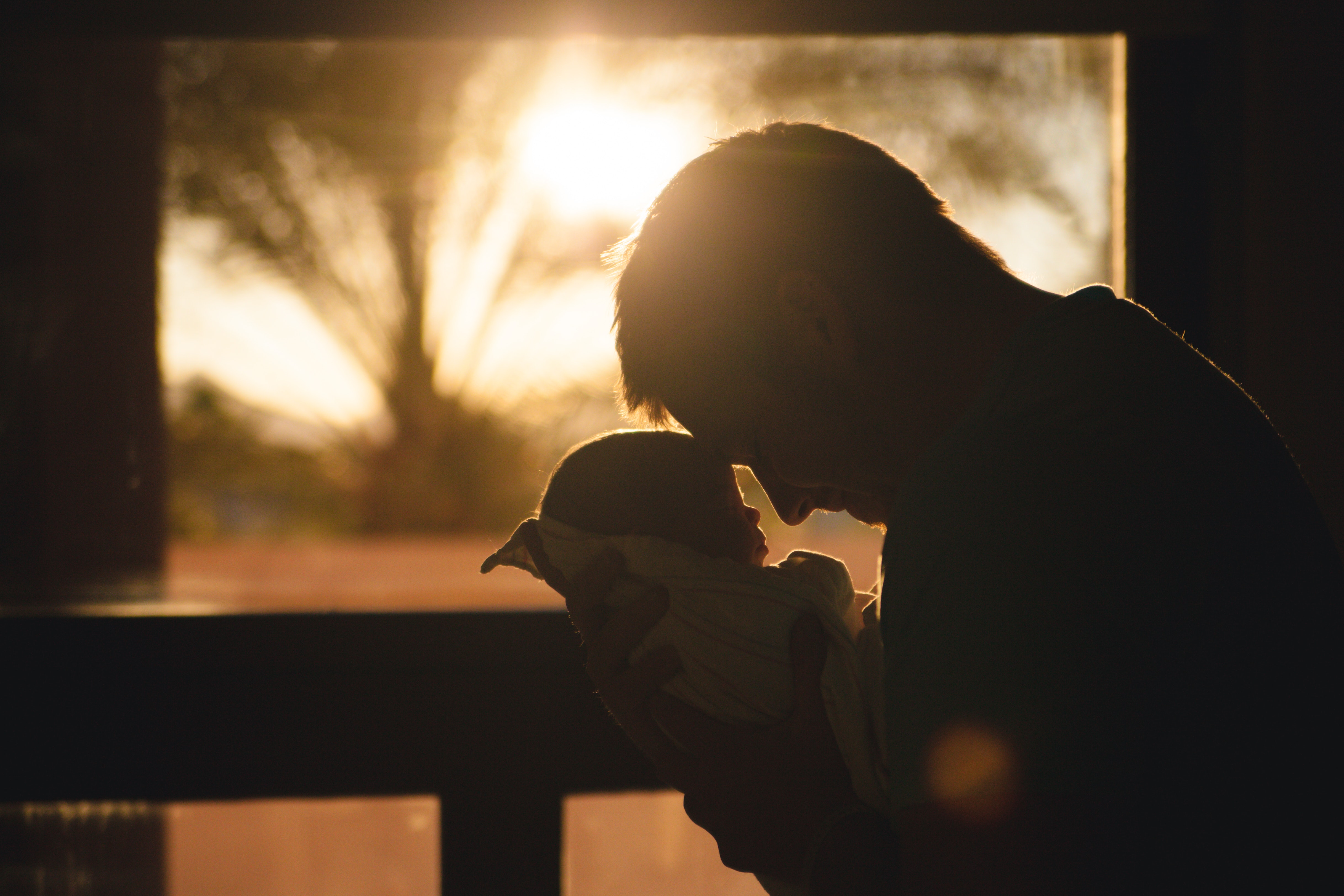 child, tenderness, father, dark, care Free Stock Photo