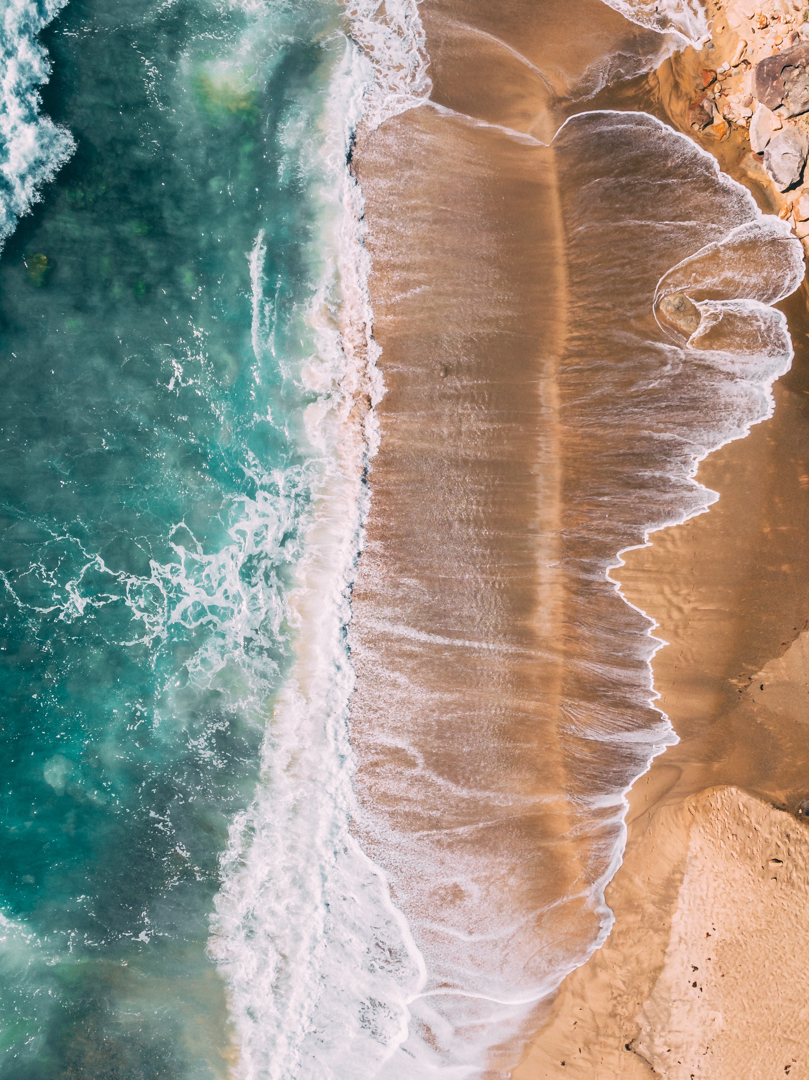 nature, sea, beach, view from above, foam mobile wallpaper