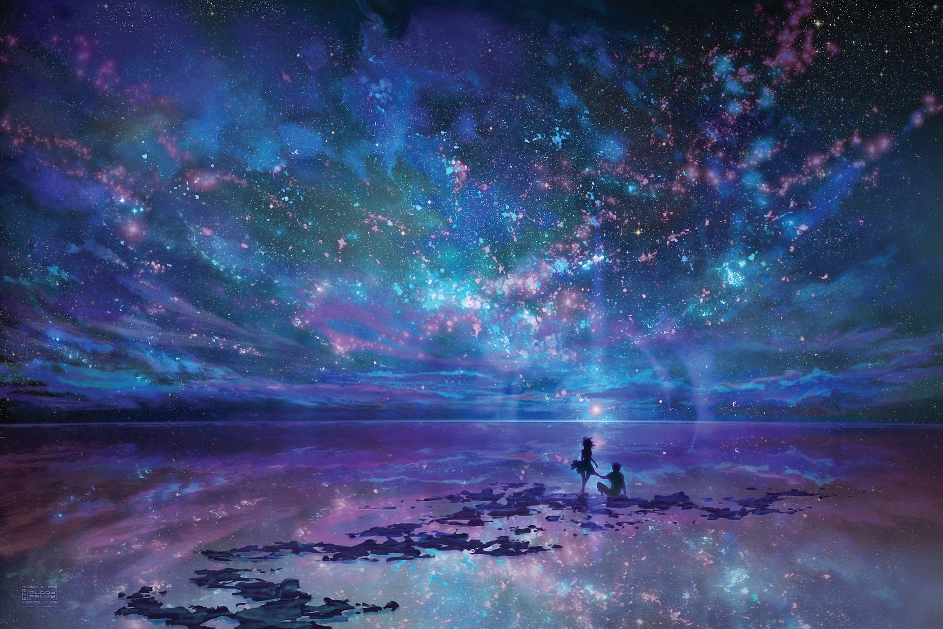 sky, anime, purple, reflection Free HD Download [HQ]