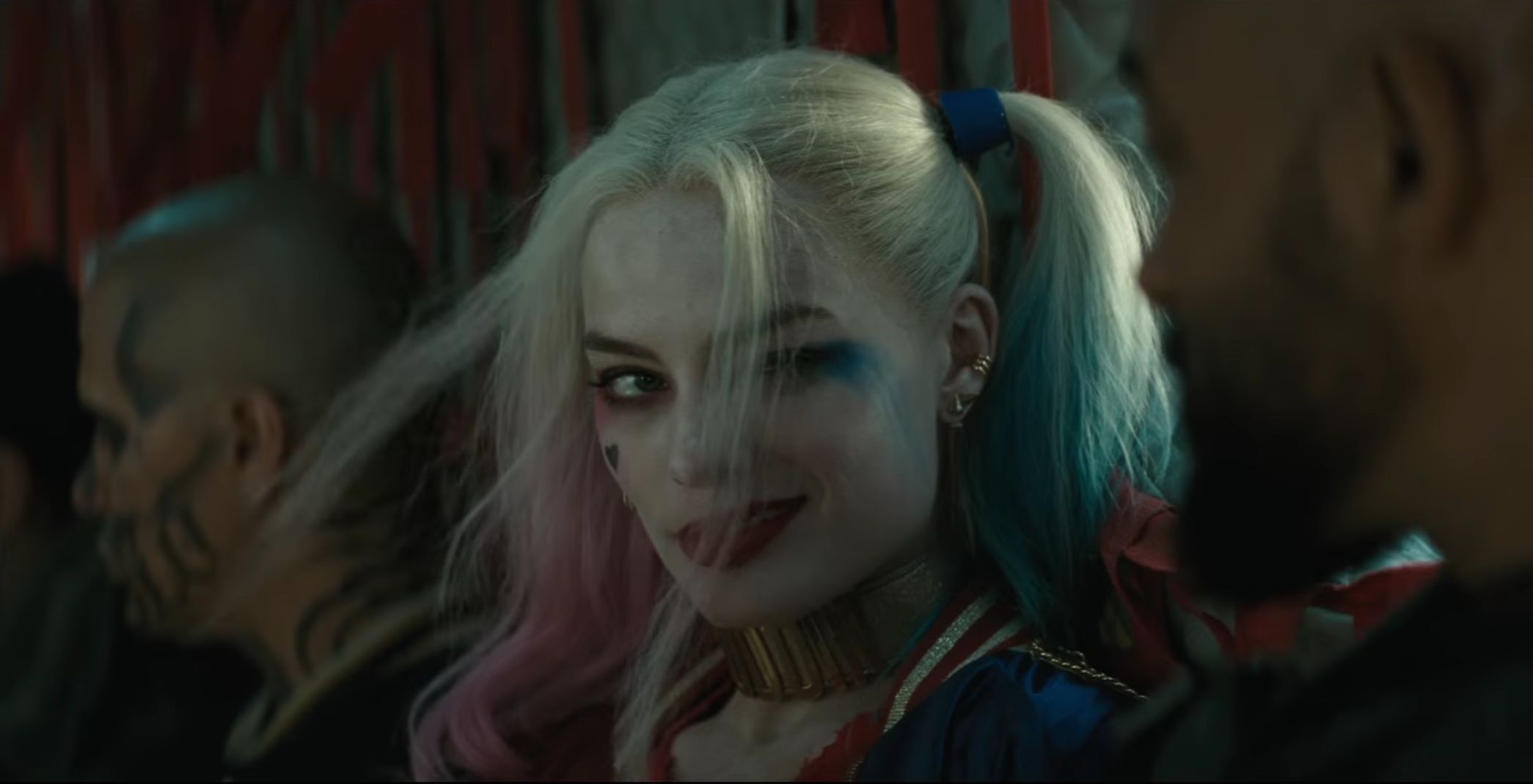 harley quinn, movie, suicide squad, margot robbie, two toned hair, wink HD wallpaper