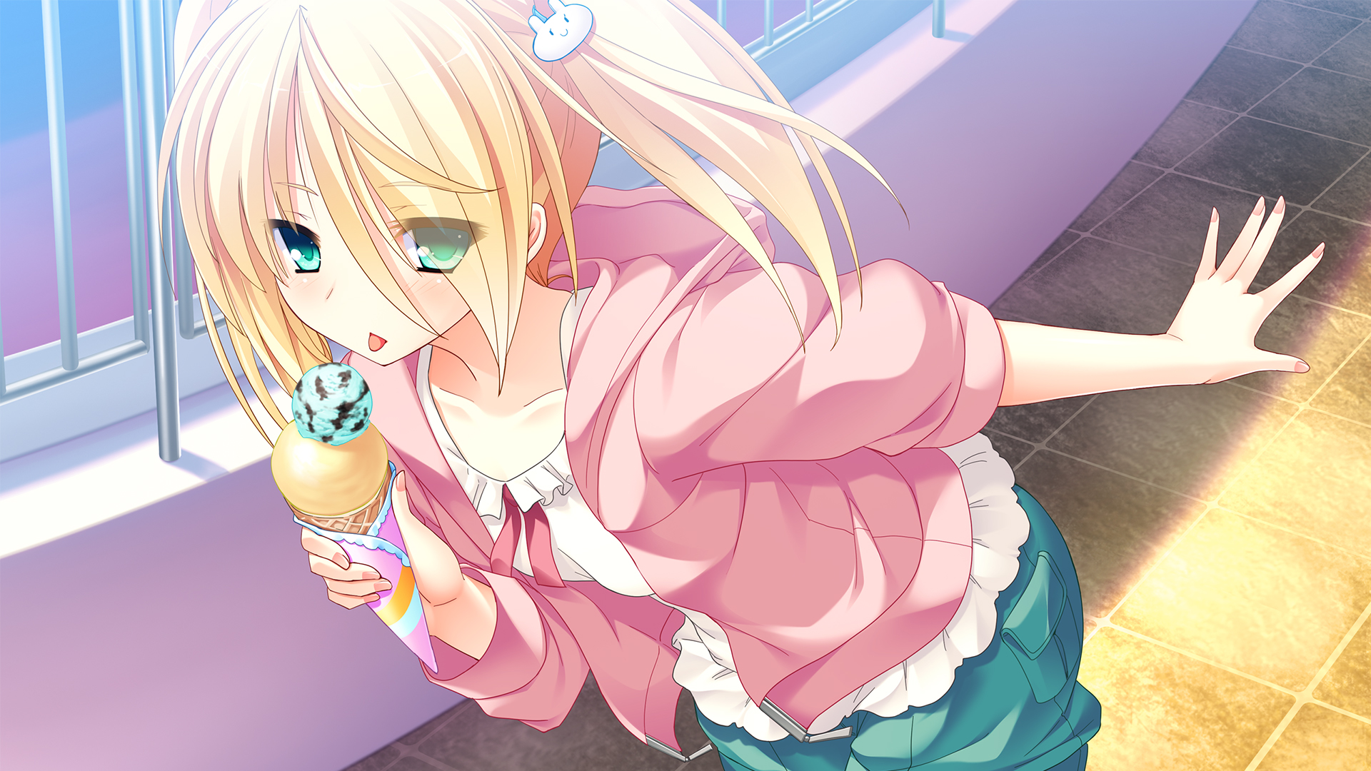 Cute Anime Girl Eating Ice Cream