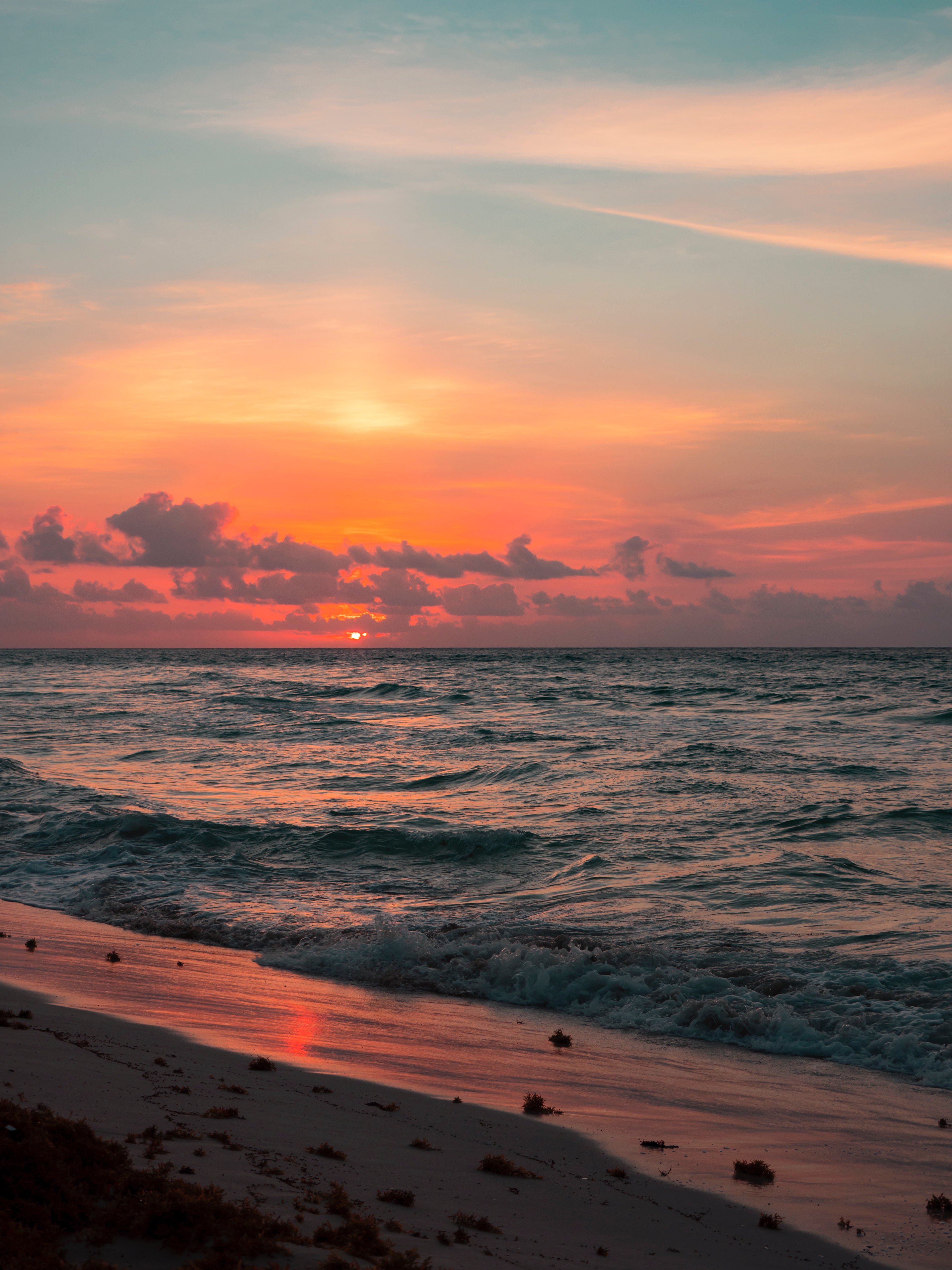 Free HD sunset, nature, sky, sea, waves, surf