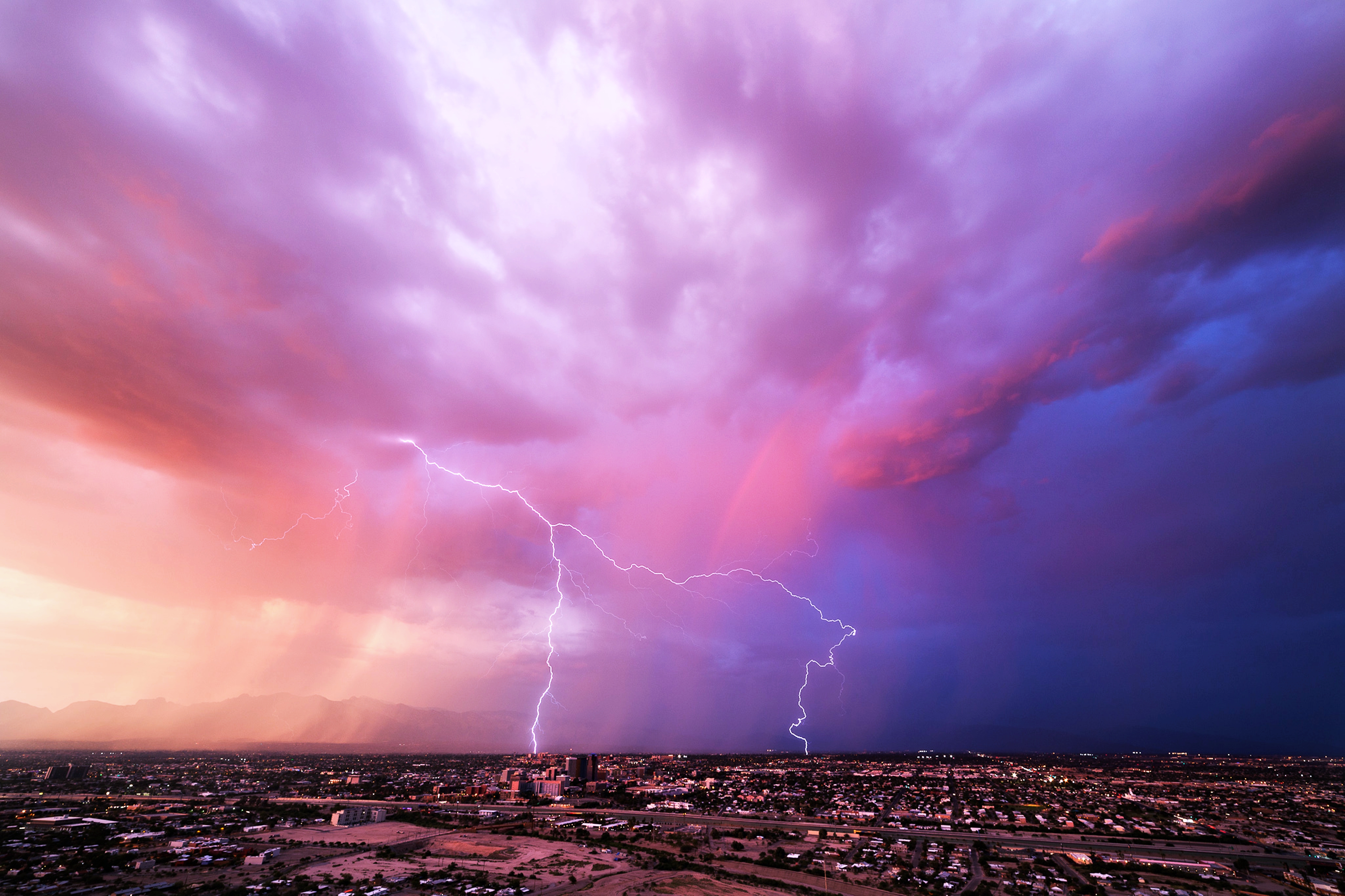 HD desktop wallpaper: Landscape, Lightning, City, Earth, Storm, Cloud  download free picture #686653