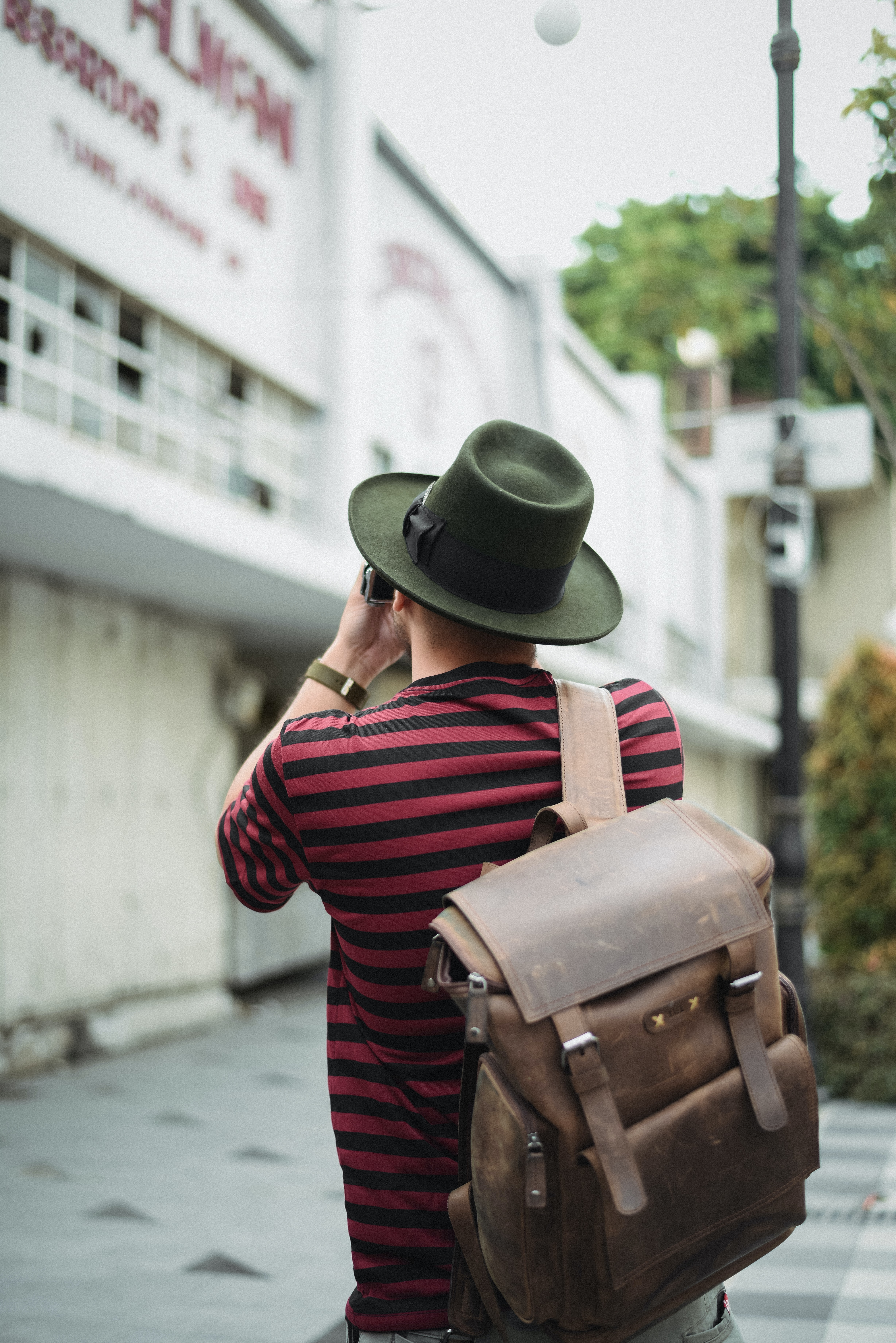 Journey hat, backpack, tourist, person 4k Wallpaper