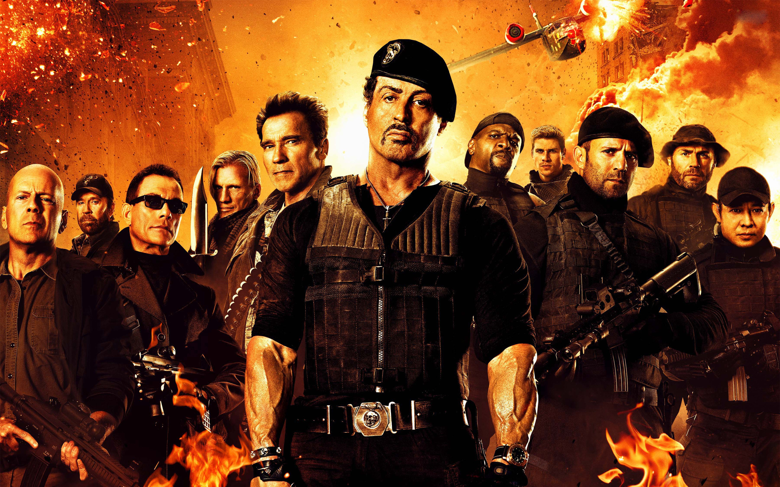 movie, the expendables 2, arnold schwarzenegger, barney ross, billy (the expendables), booker (the expendables), bruce willis, chuck norris, church (the expendables), dolph lundgren, gunnar jensen, hale caesar, jason statham, jean claude van damme, jet li, lee christmas, liam hemsworth, randy couture, sylvester stallone, terry crews, toll road, trench (the expendables), vilain (the expendables), yin yang (the expendables), the expendables images
