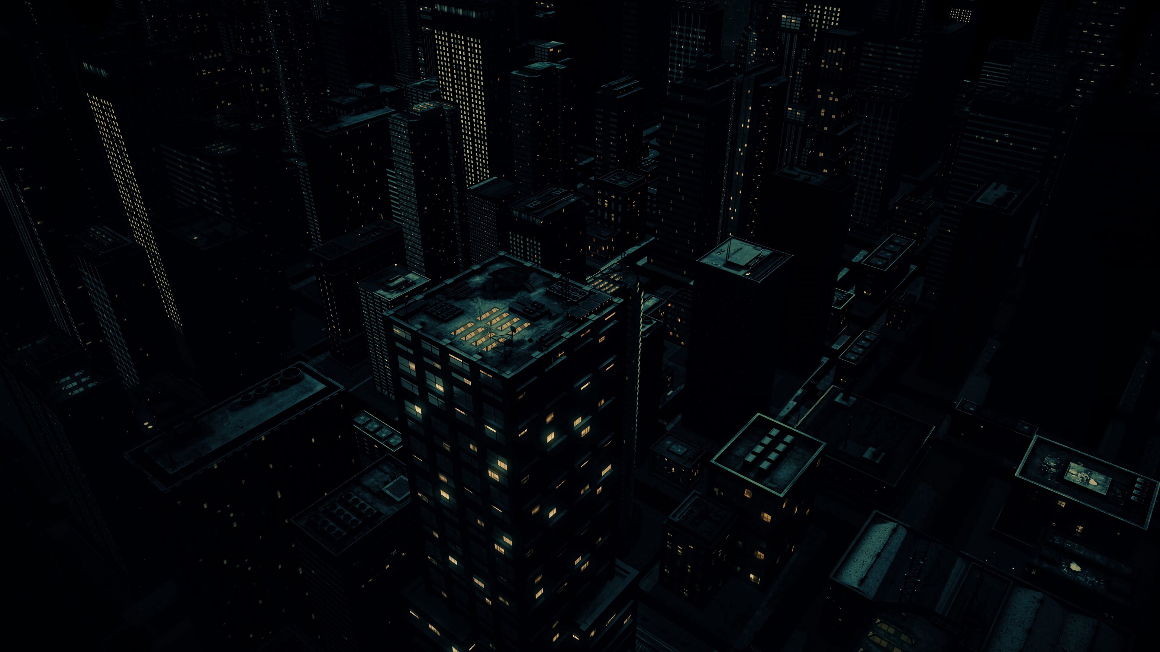 HD desktop wallpaper: Building, View From Above, Night City, Dark, Art  download free picture #105983