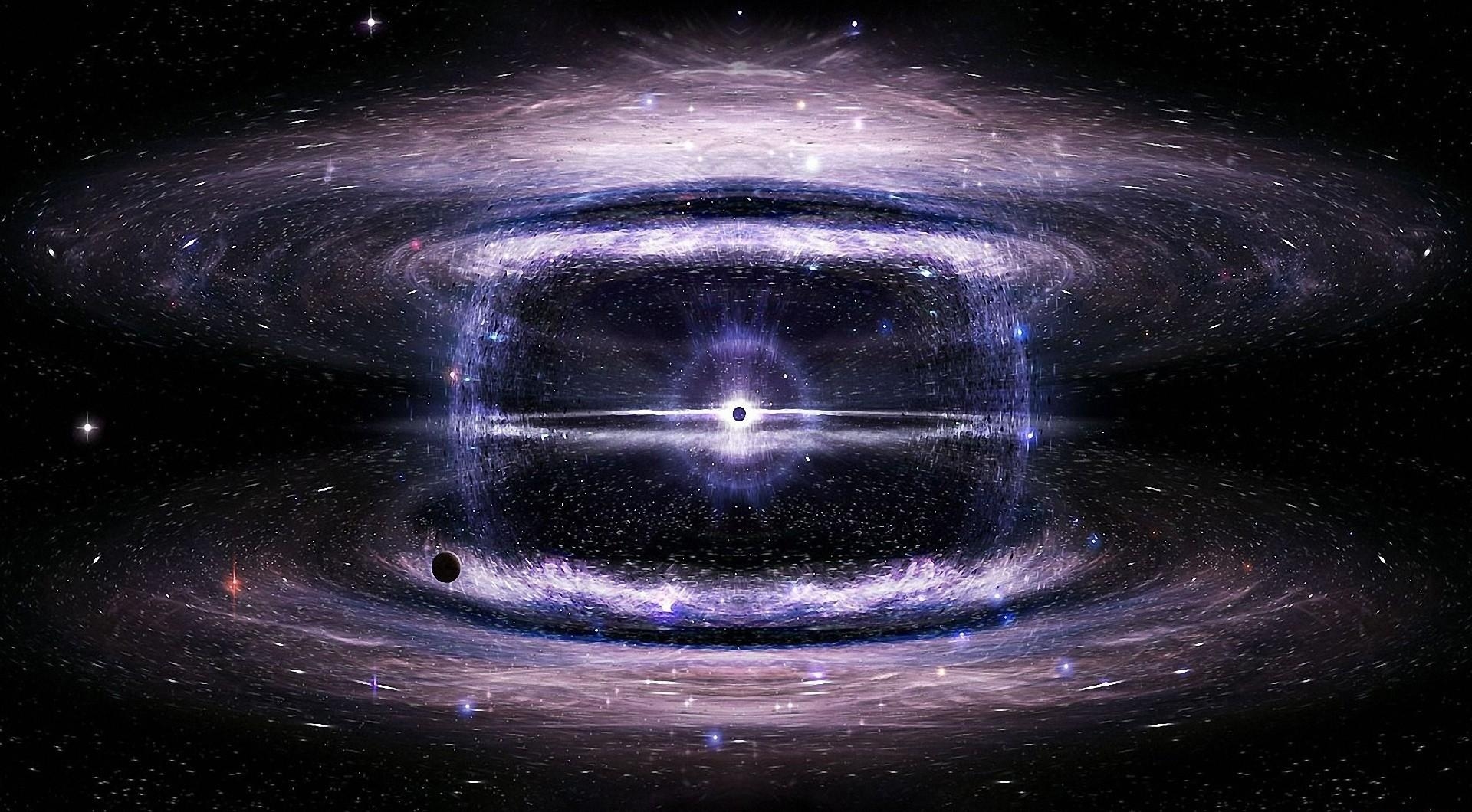 Universe circles, black hole, stars 4k Wallpaper