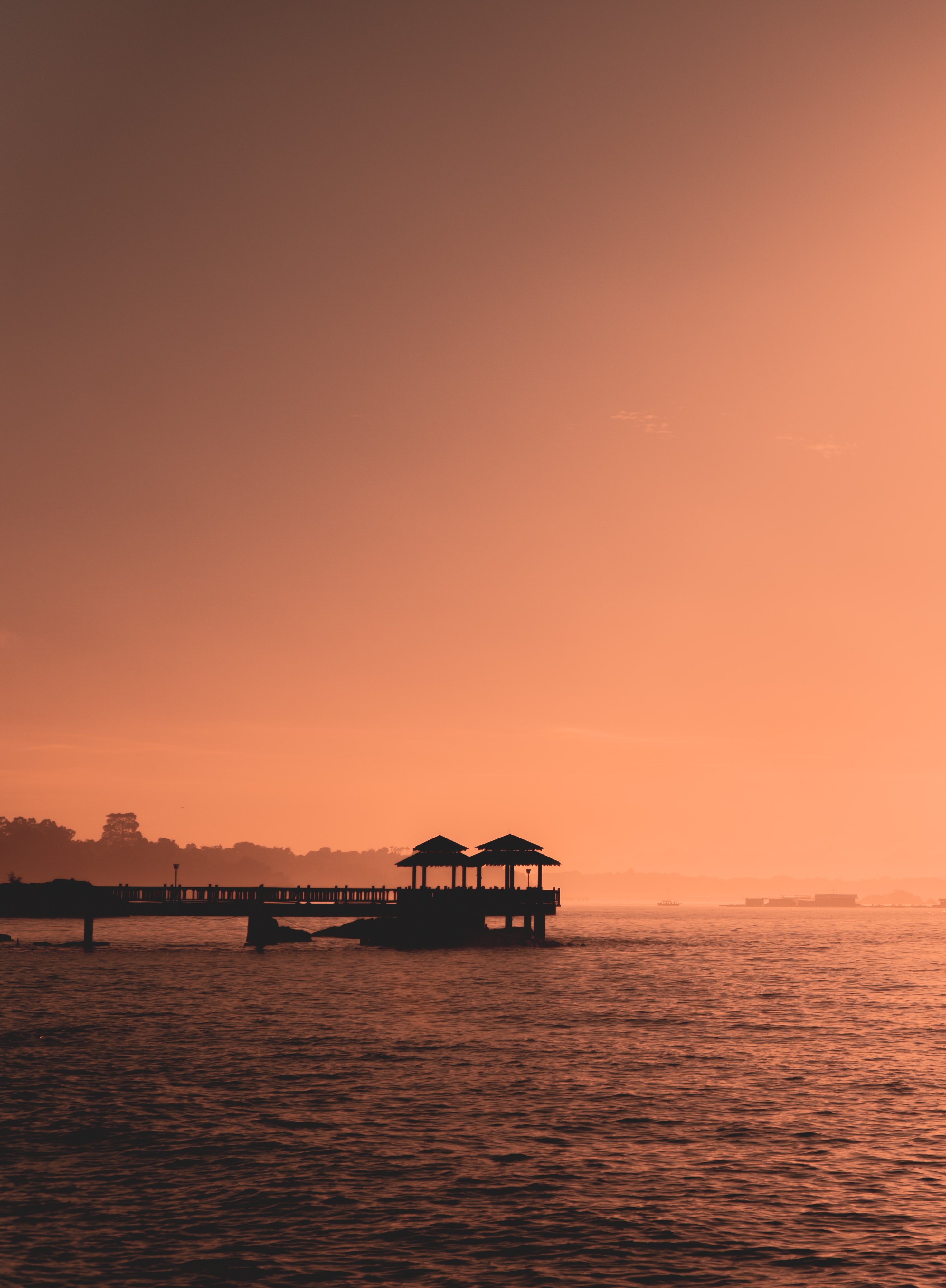 gazebos, sea, nature, sunset Free HD pic